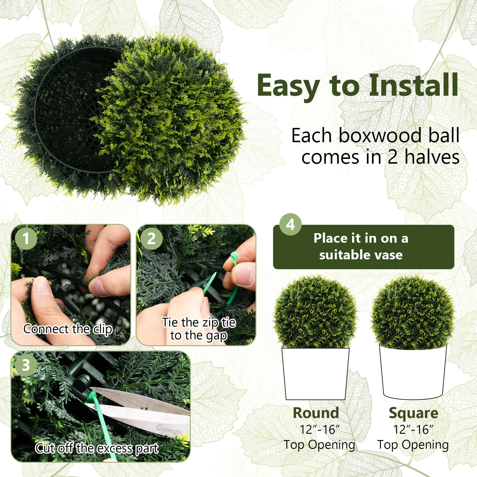 2 Piece Set of Indoor/Outdoor Decorative Faux Cedar Leaf Topiaries - 2 Sizes