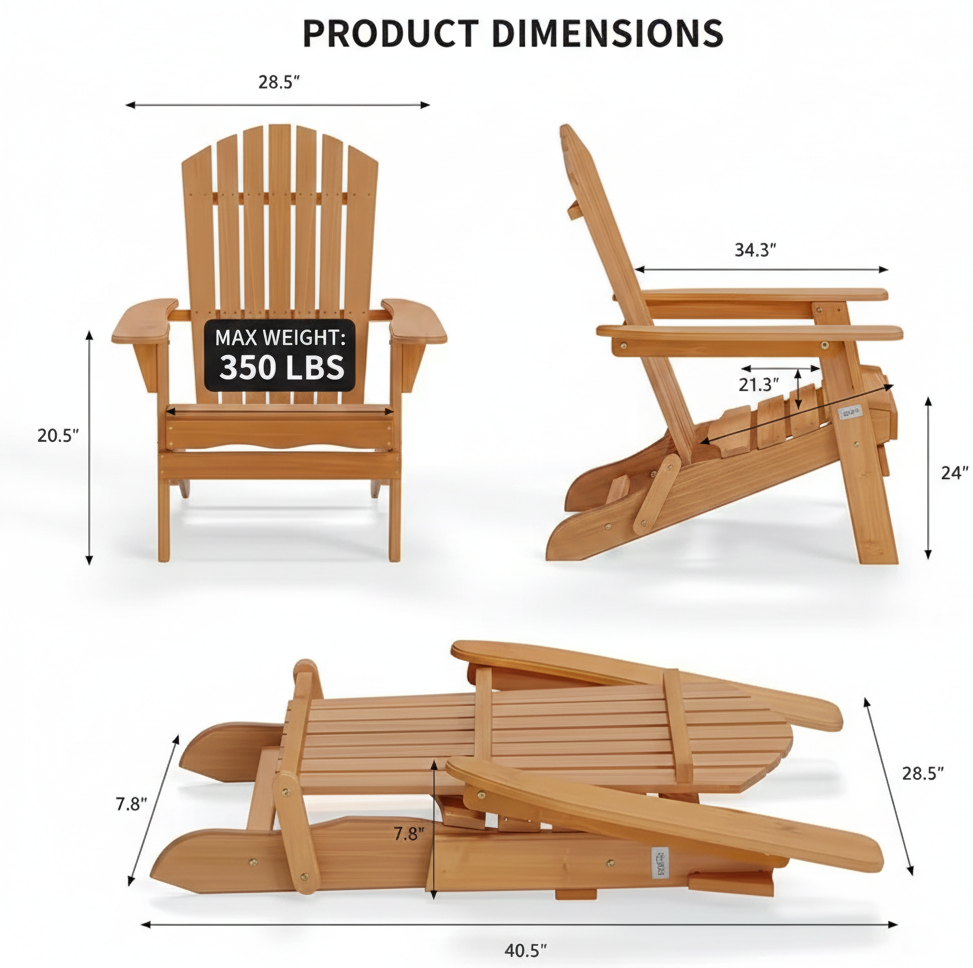 Folding Adirondack Chair – 2 Colors