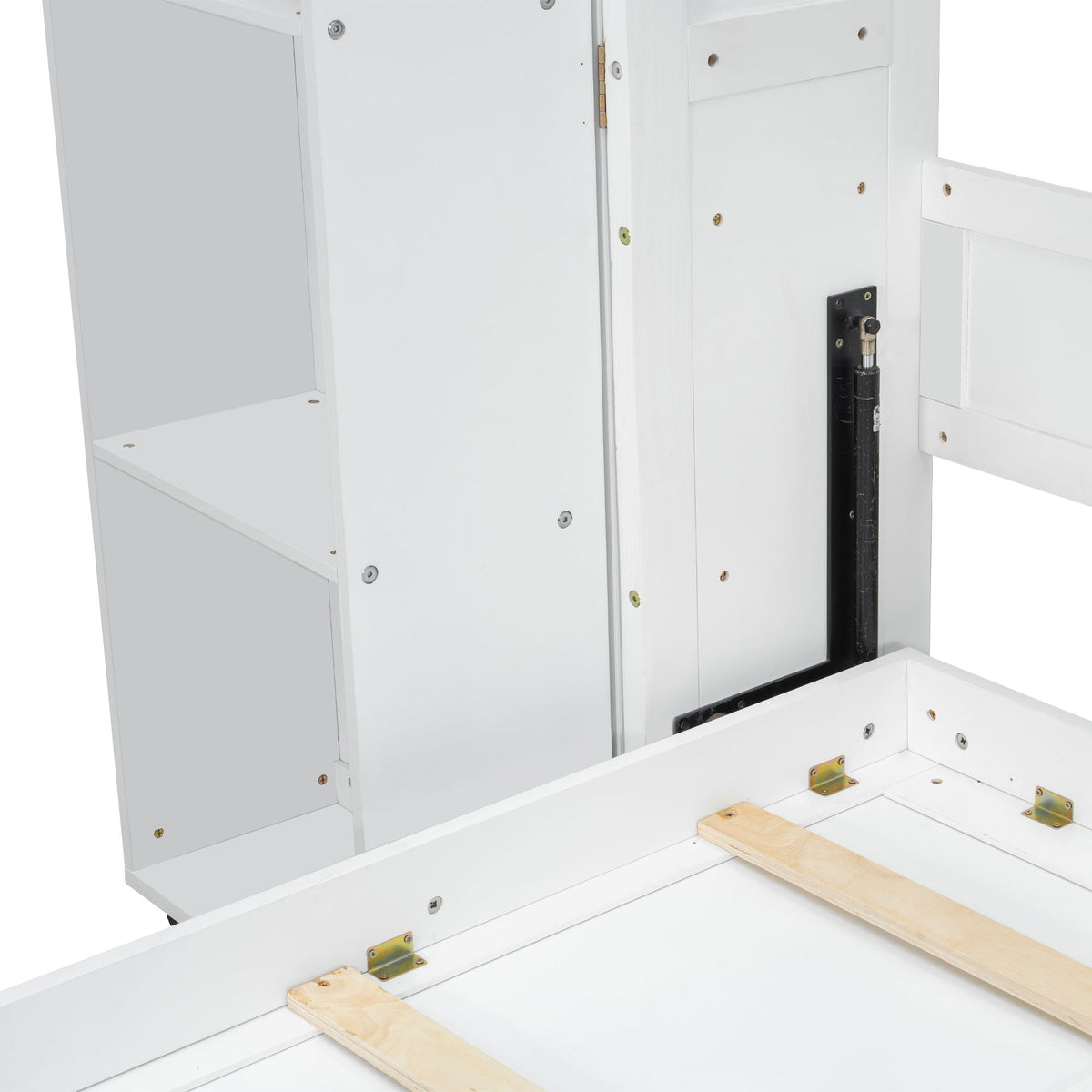 Queen Murphy Bed with Storage Doors - White