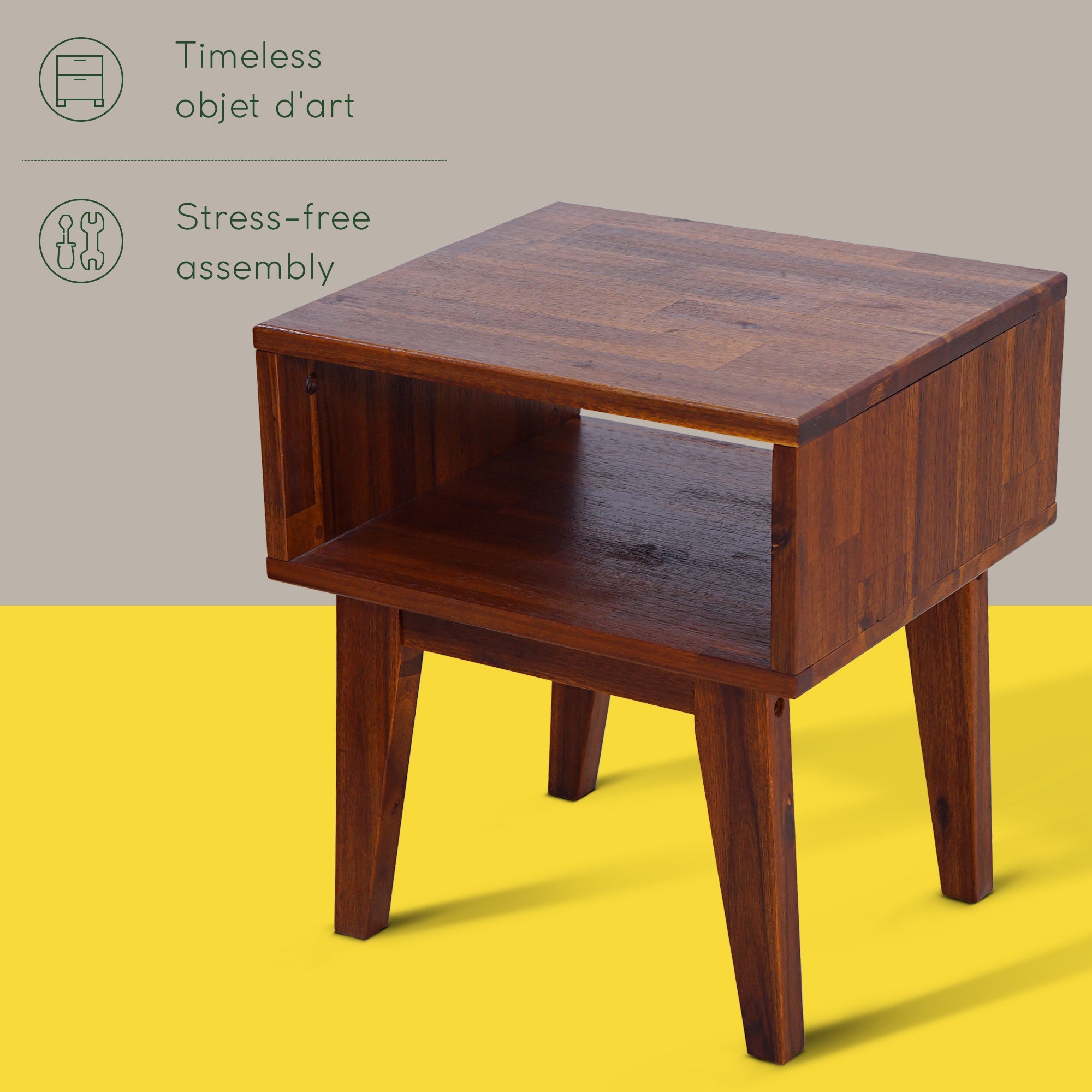 Serena Solid Acacia Wood Nightstand - 6 Colors