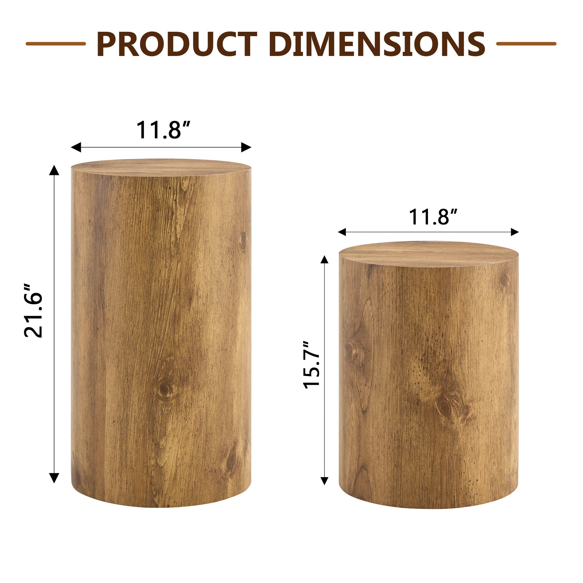 Modern Minimalist Set of Two Cylinder Coffee Tables