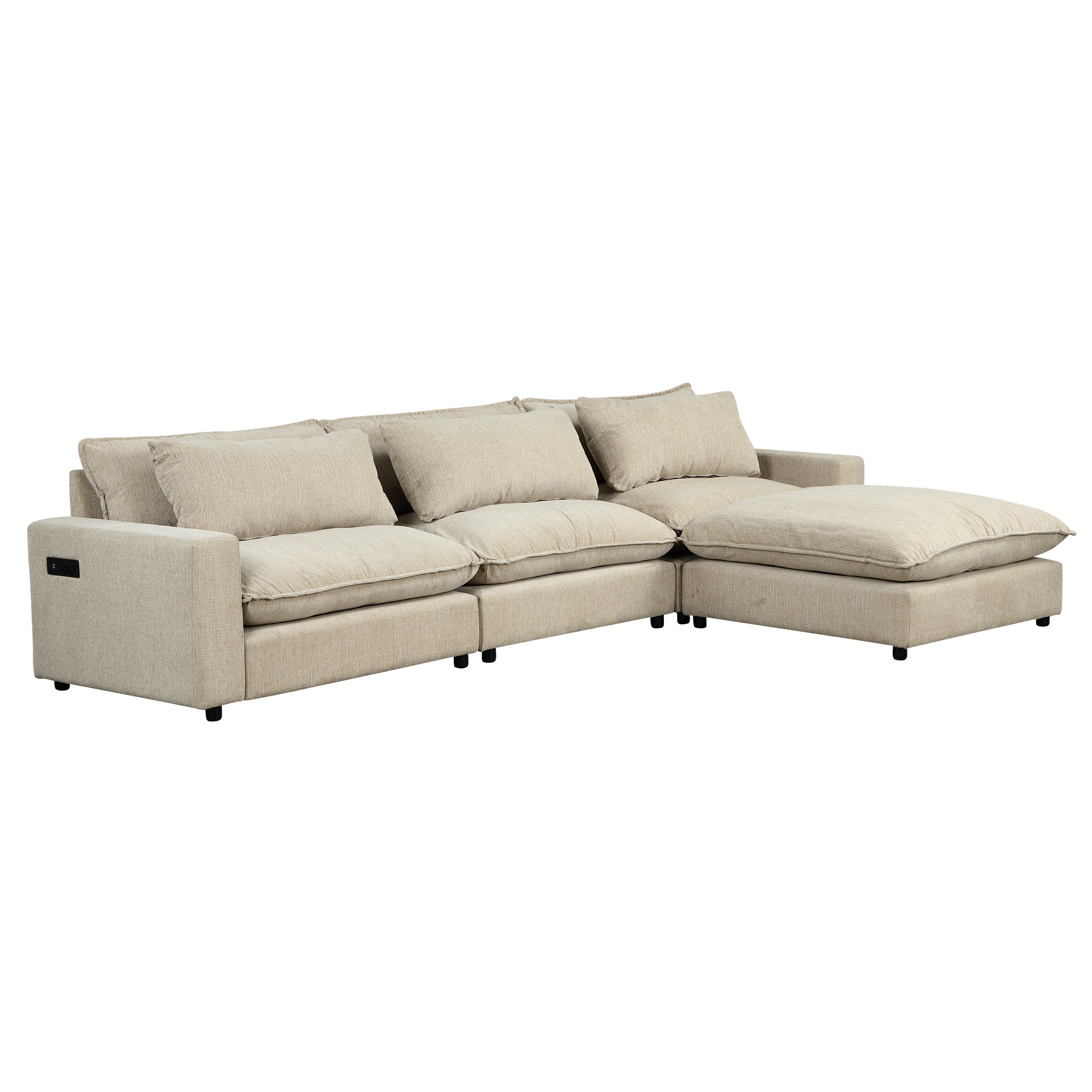 Chenille Upholstered Cloud Sofa Modular Sectional - Beige