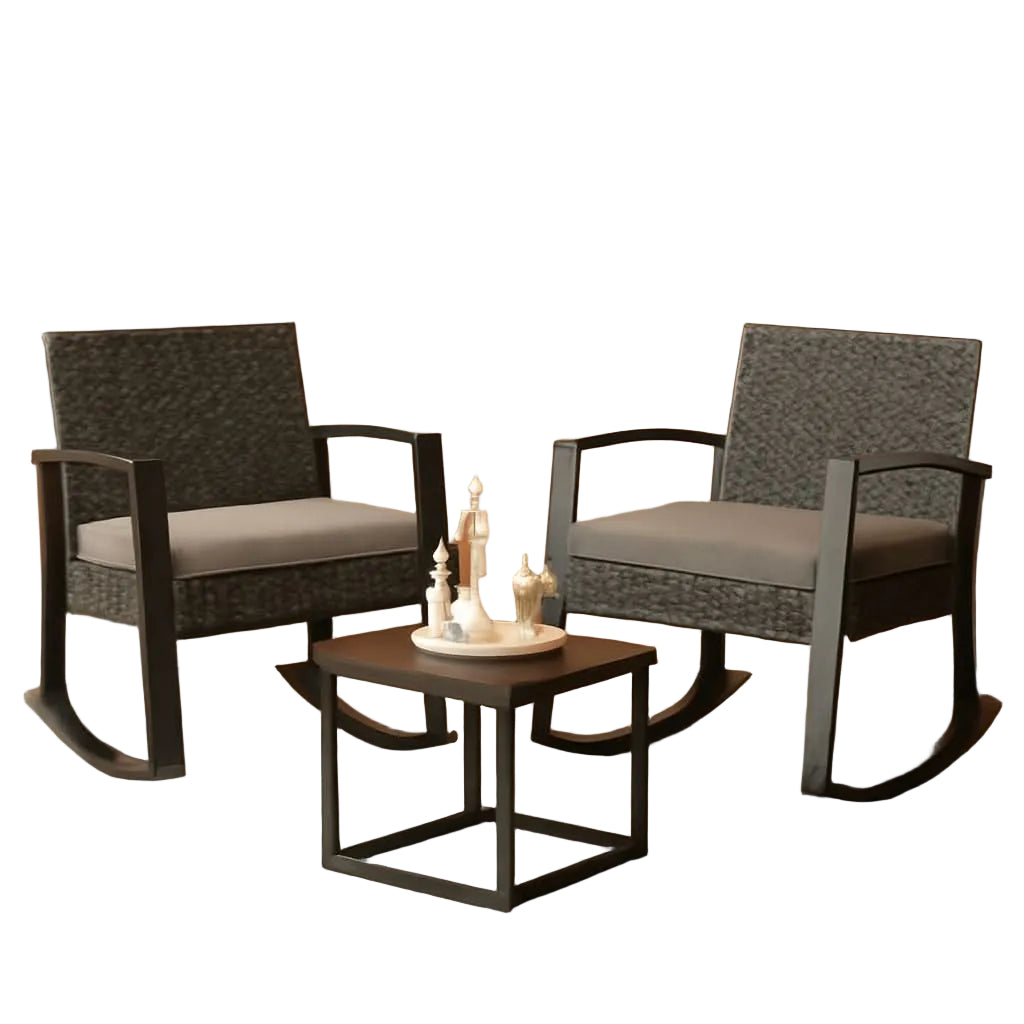 3 Piece Rattan Rocking Bistro Set