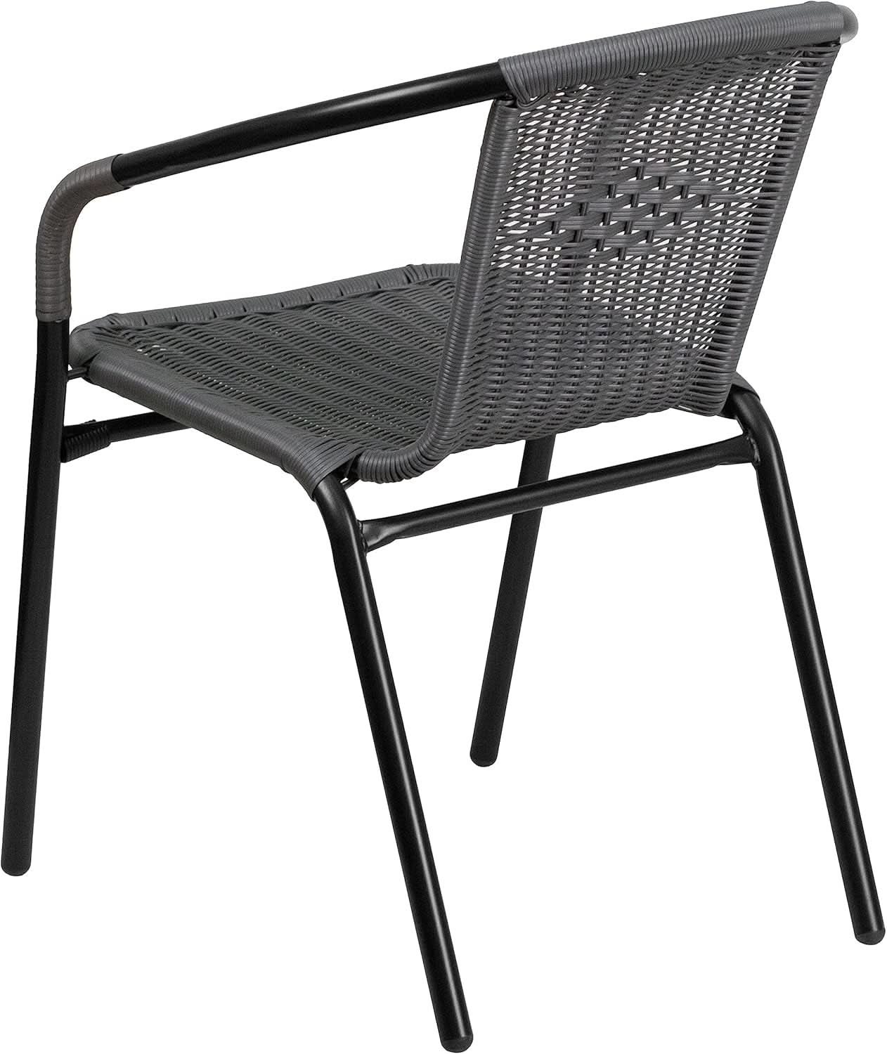 Set of 4 Modern Stackable Rattan Outdoor Dining Chairs