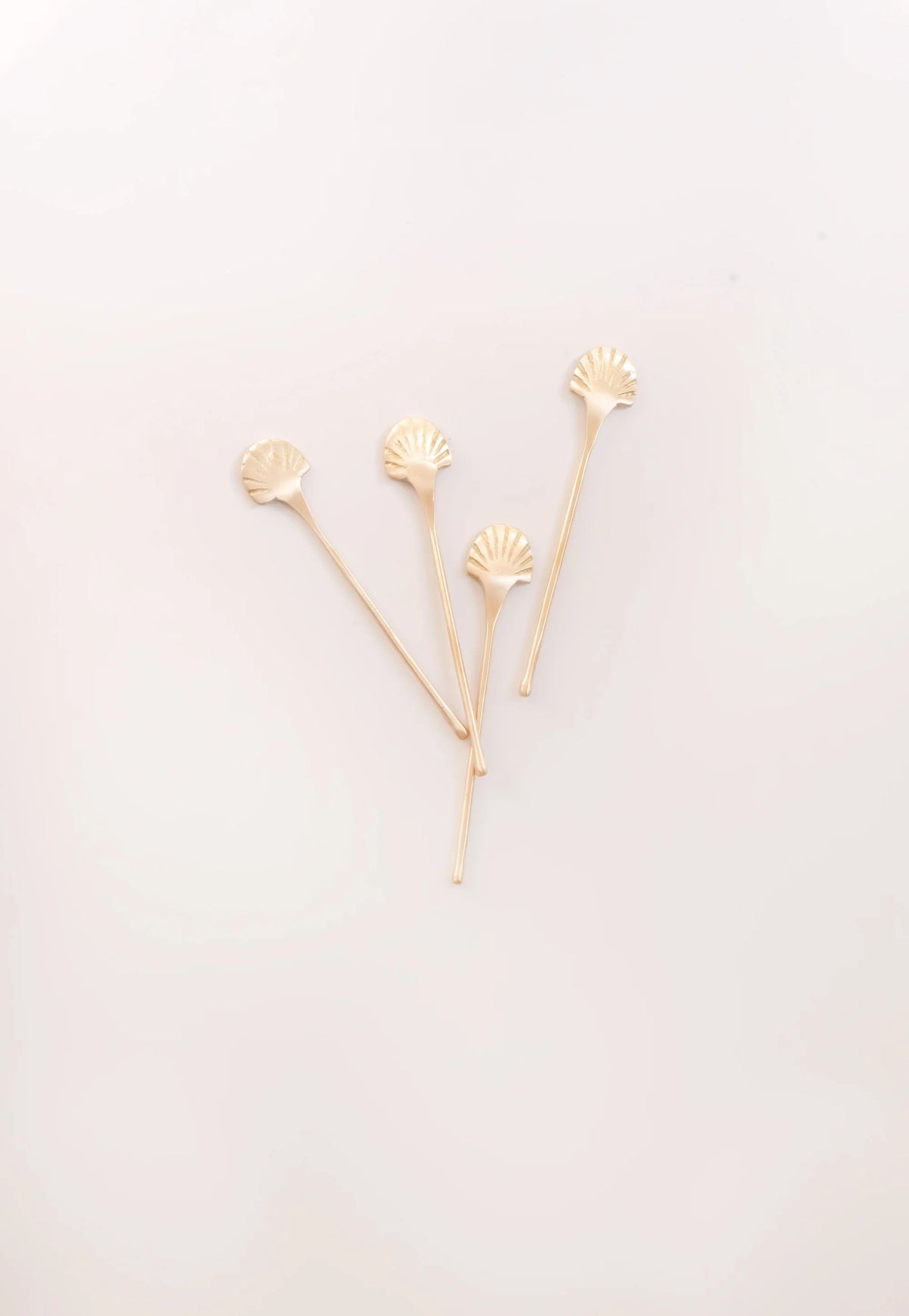 Set of 4 Brass Seashell Stirrers - Small