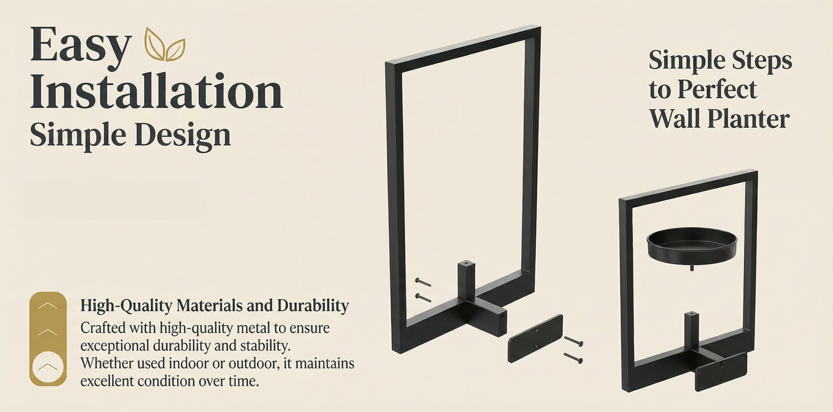 Metal Wall Frame with Shelf (2 pc Set)