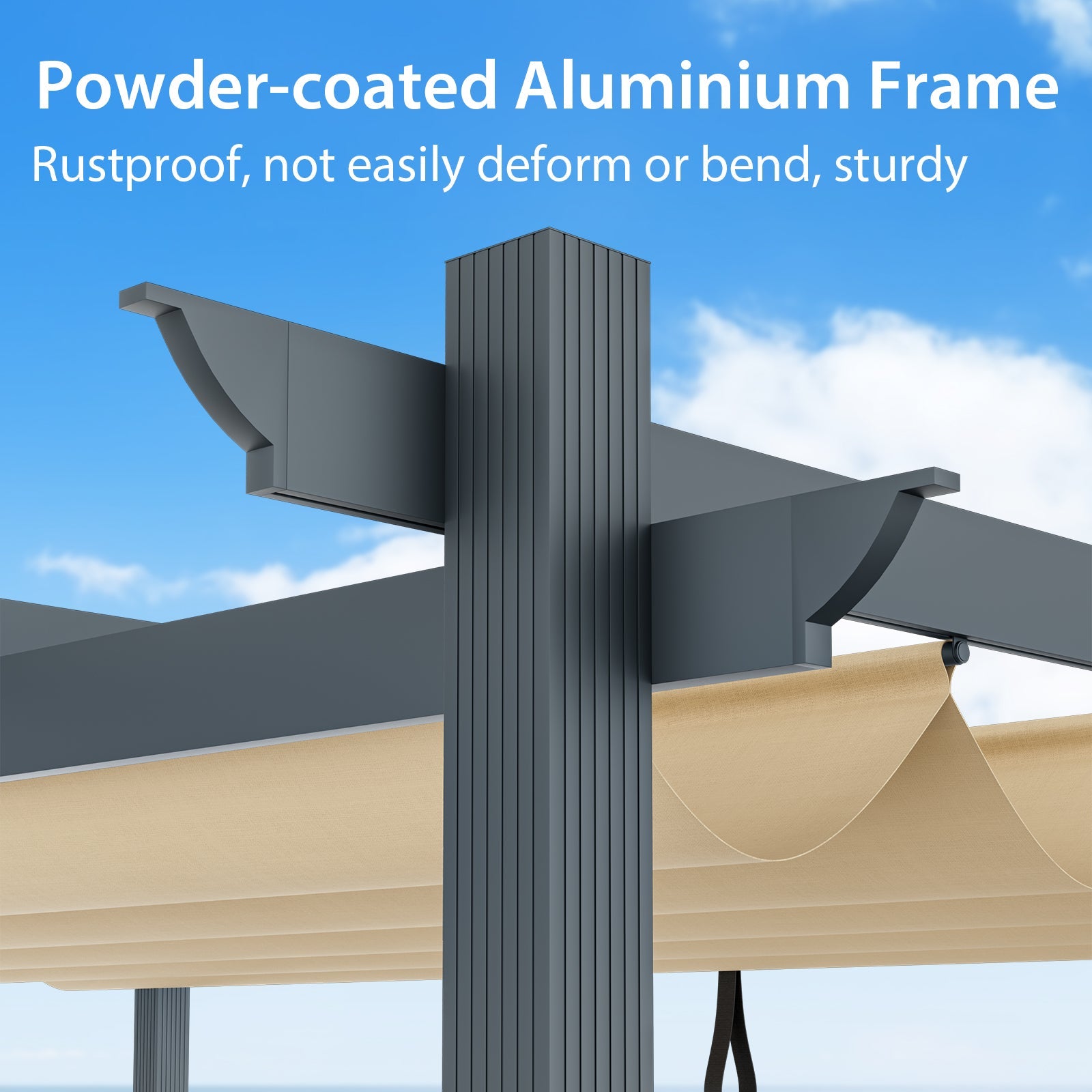 10 x 13 Ft Outdoor Aluminum Retractable Pergola Canopy Shelter - Beige or Gray