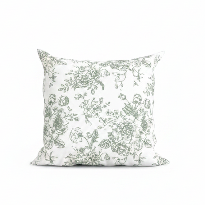 Green Floral Toile Pillow in Rosecrest