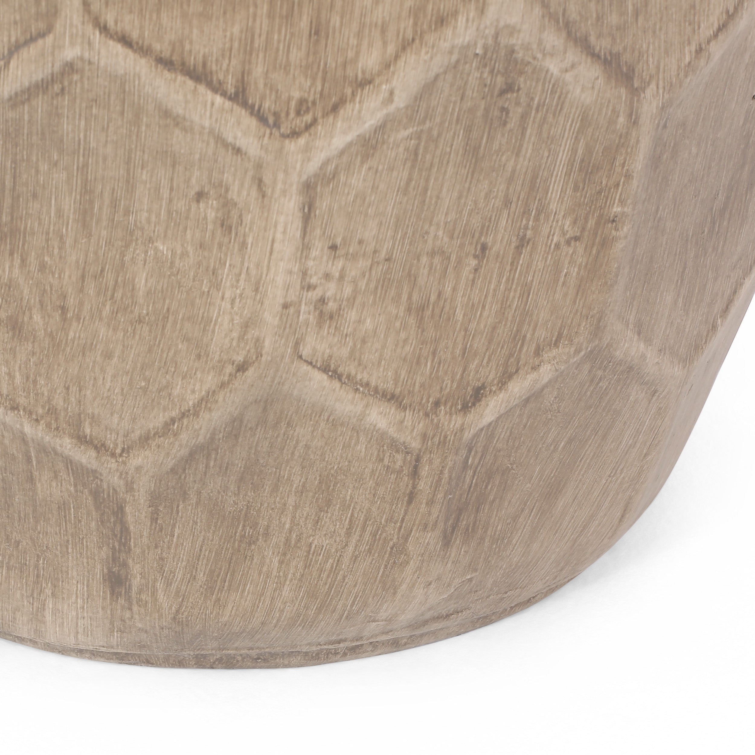 Outdoor Lightweight Concrete Side Table with Honeycomb Pattern in Natural Finish