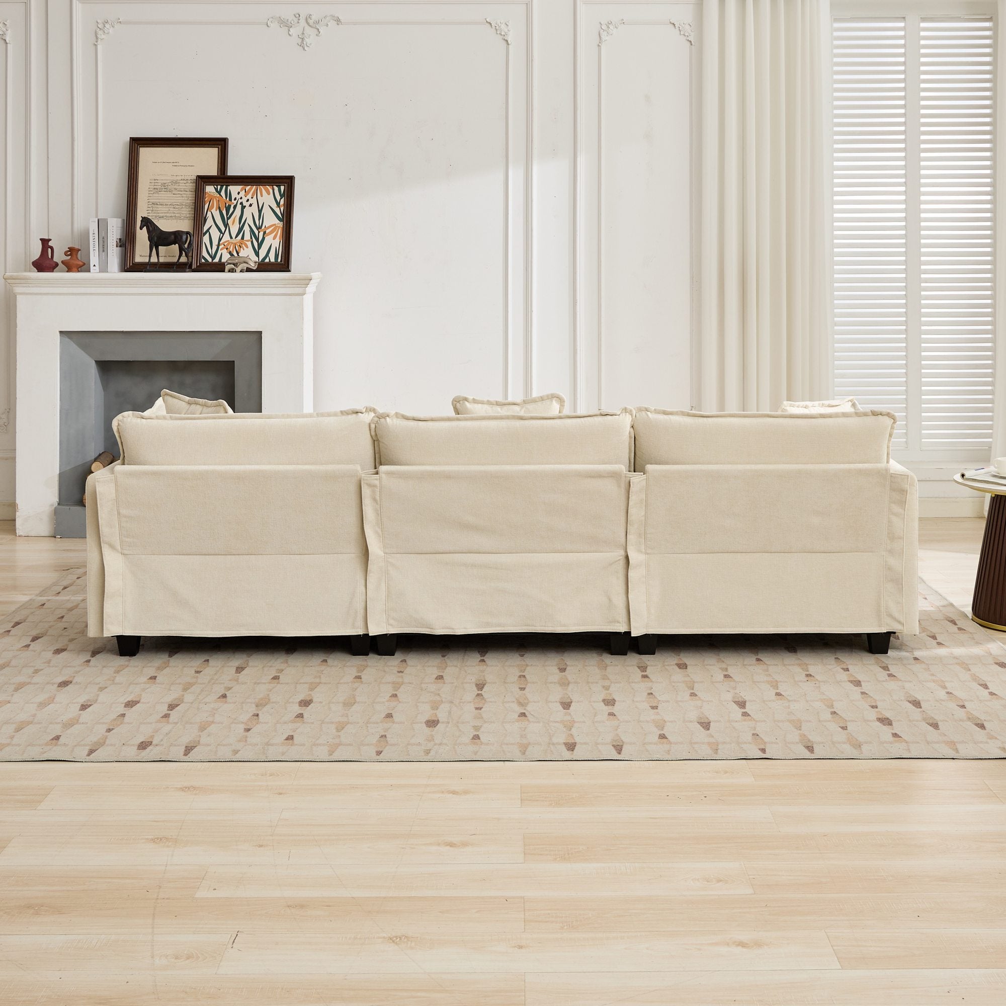Cloud 3 Seat Sofa in Beige Chenille