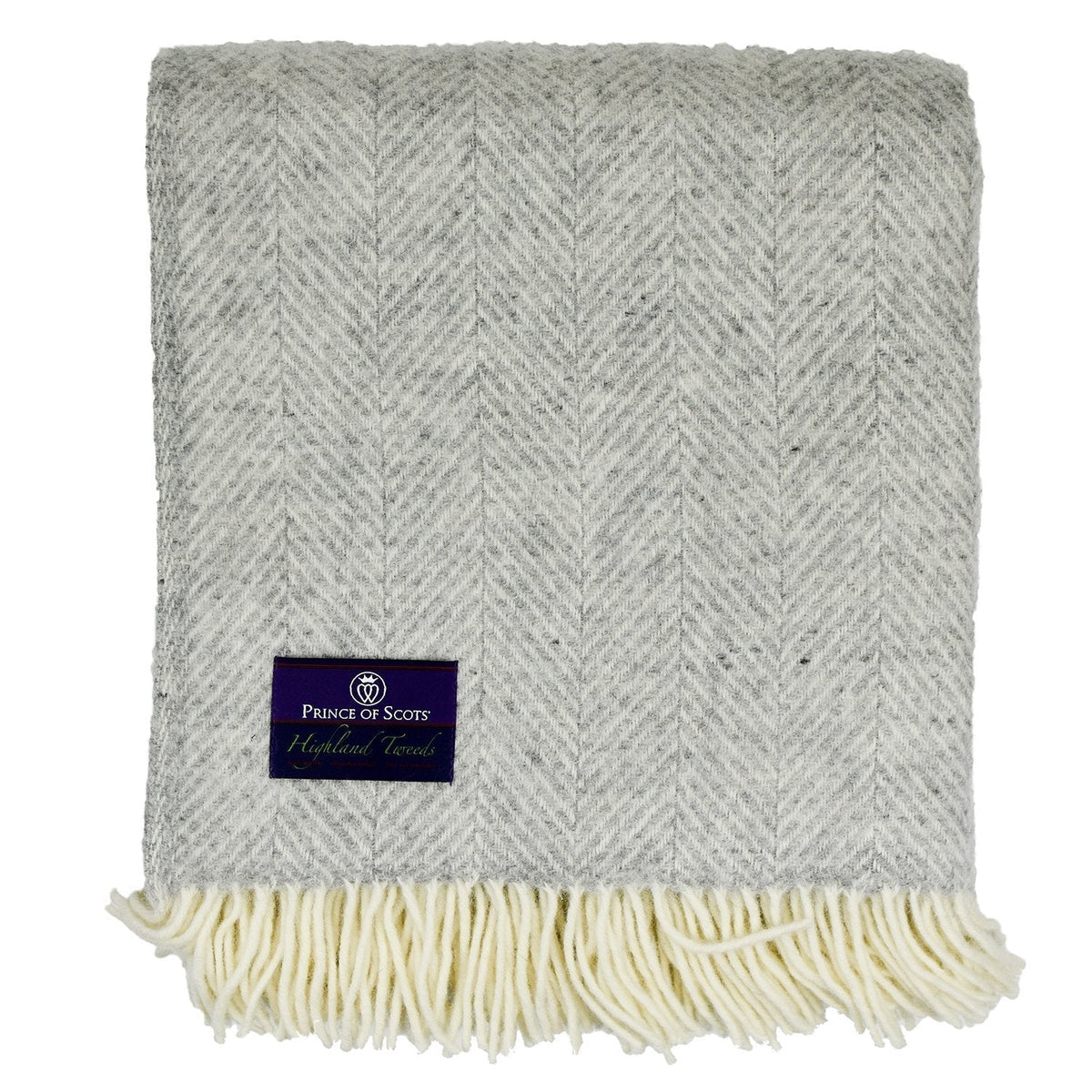 Highland Tweeds Herringbone Pure New Wool Throw - Silver