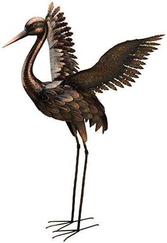 Rustic Metal Crane in Bronze