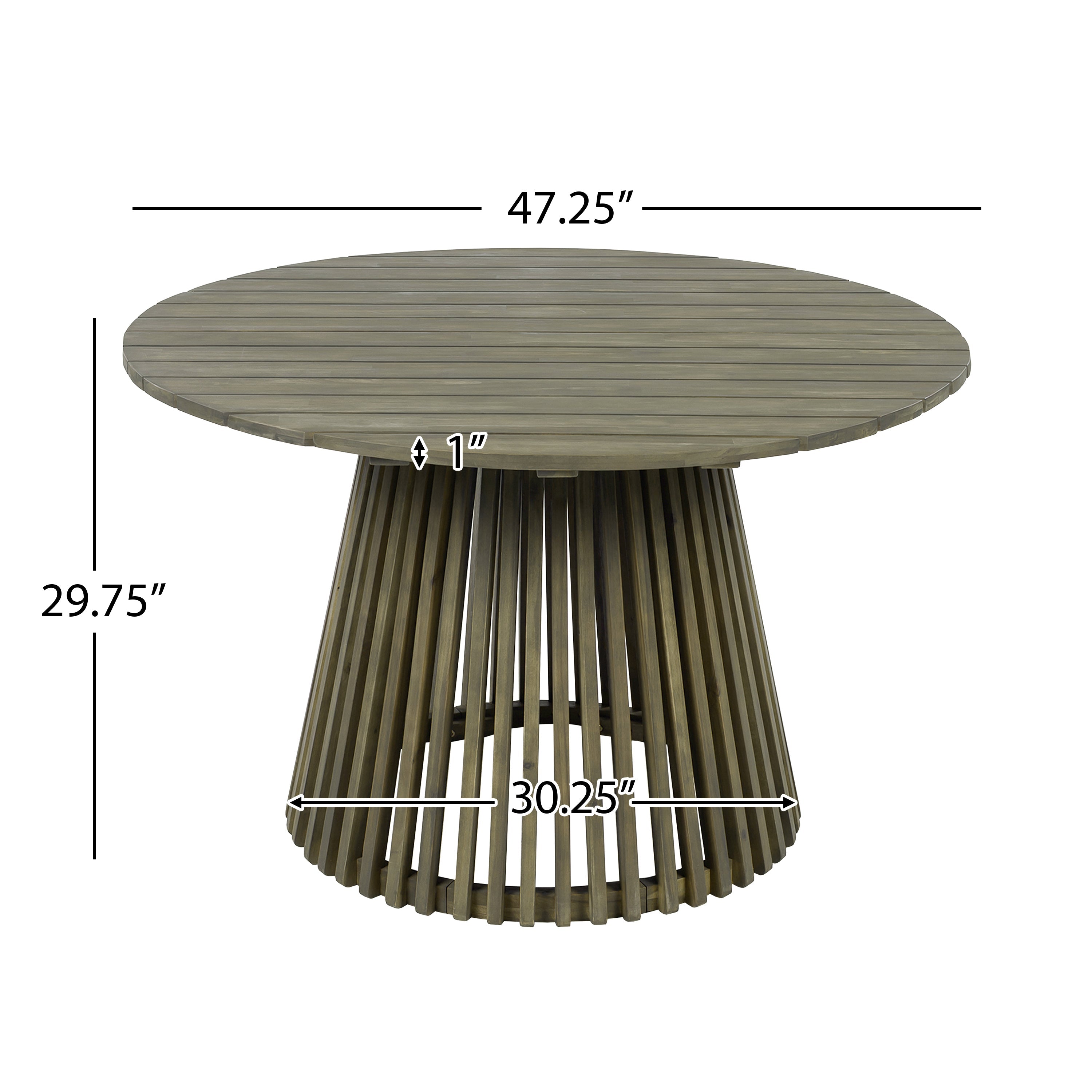 Round Outdoor Grey Acacia Wood Patio Dining Table - 47.25 inch