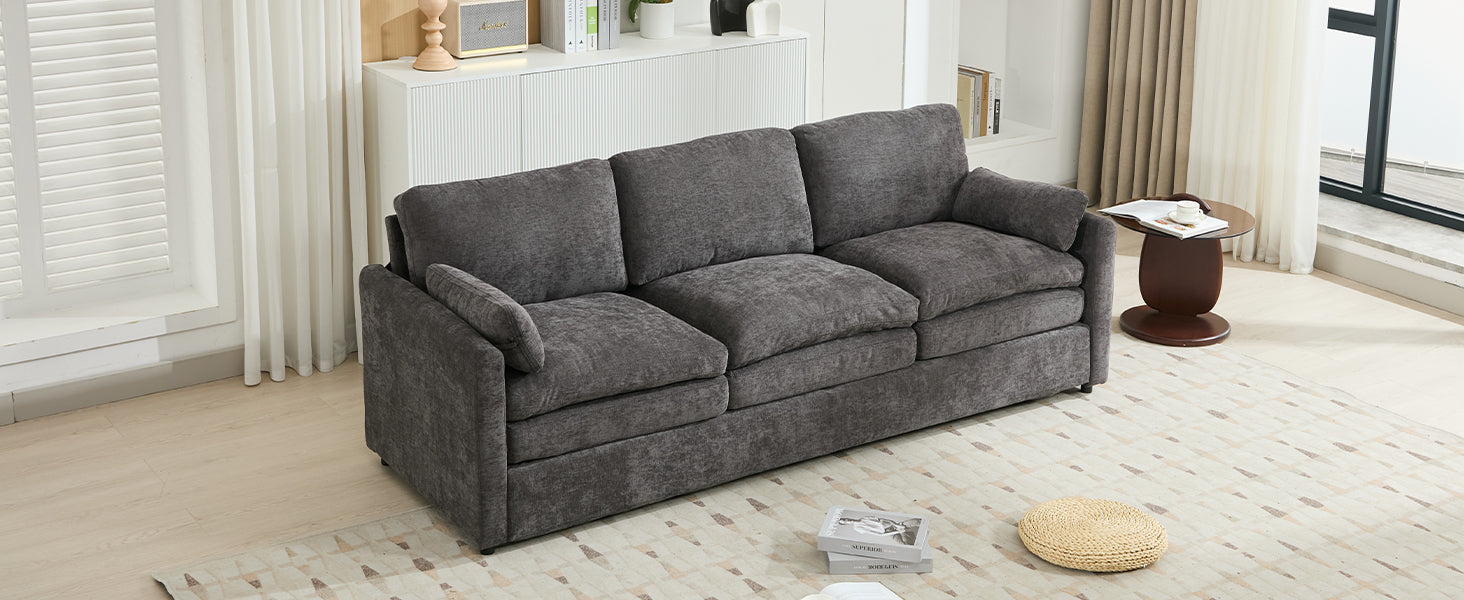 Cozy Upholstered Oversized 3-Seater Cloud Sofa in Dark Gray