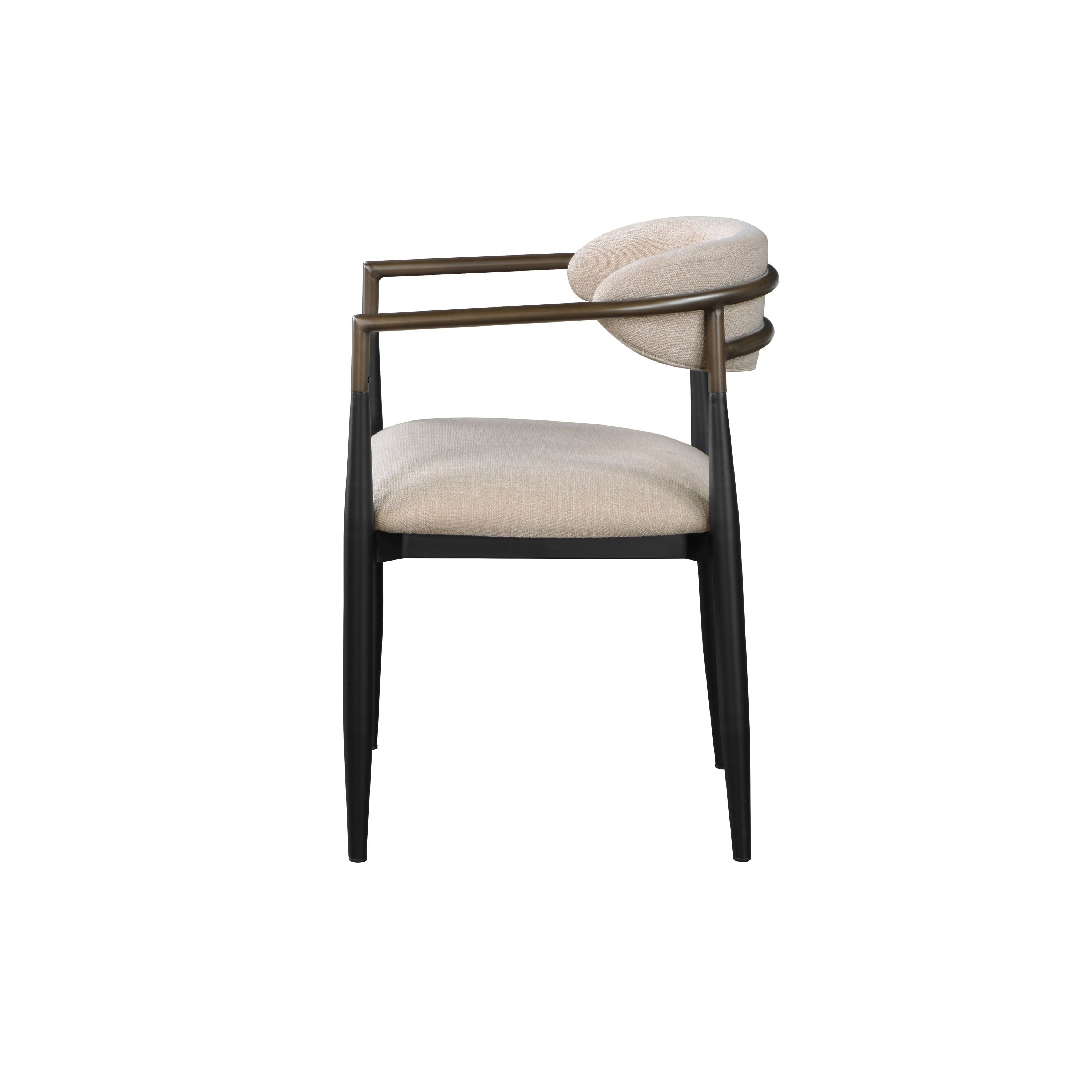 Beige and Black Armchair with Open Back - Set of 2
