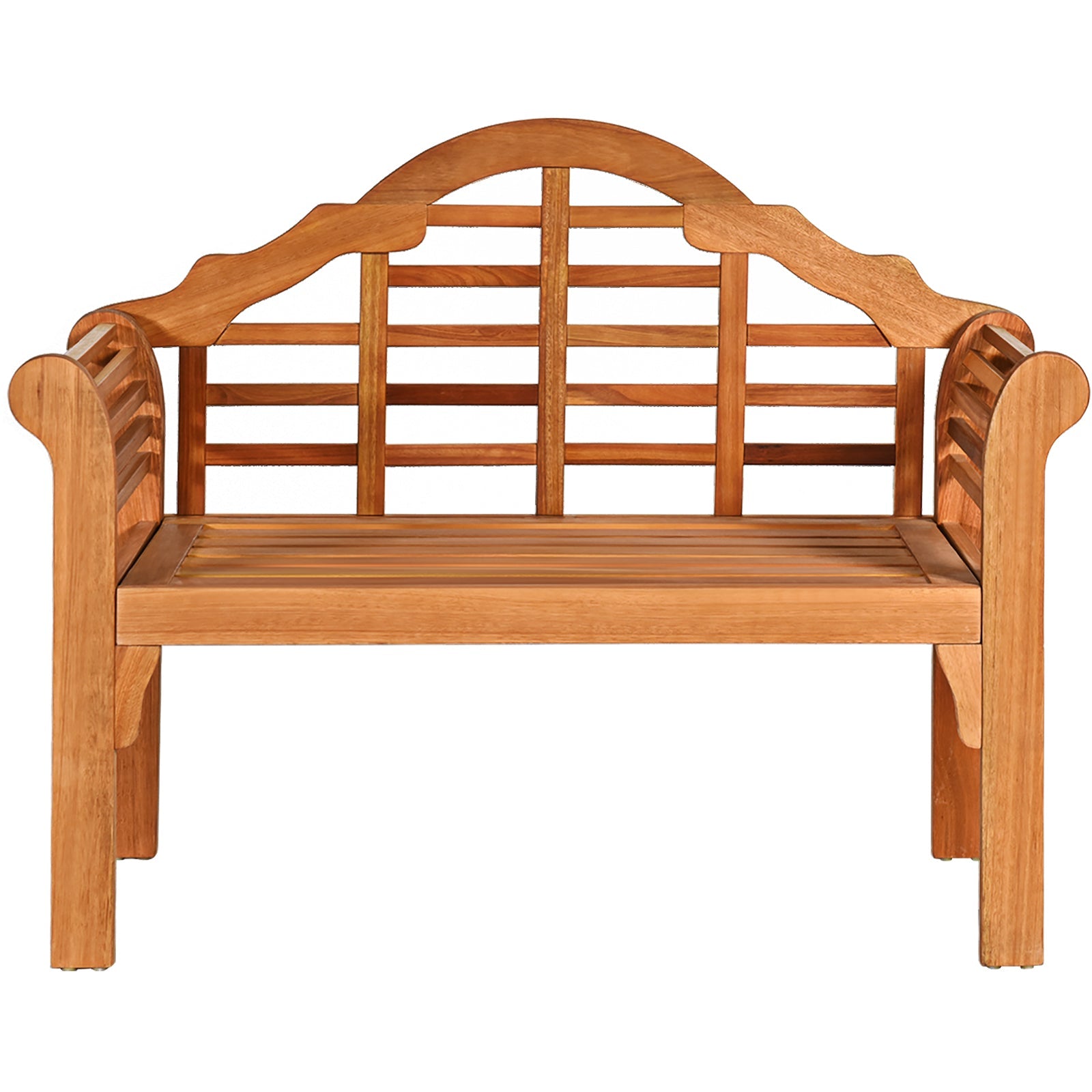 49 Inch Eucalyptus Wood Outdoor Folding Bench with Backrest and Armrests