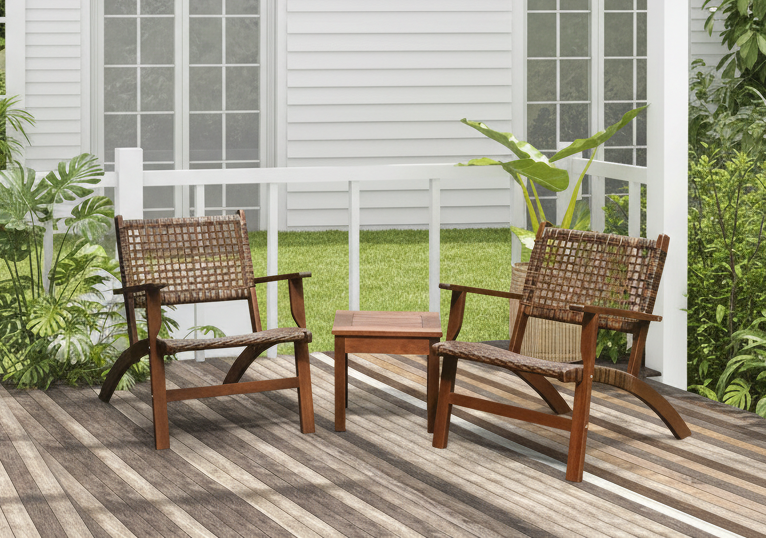 3 Pc Outdoor Rattan Patio Set