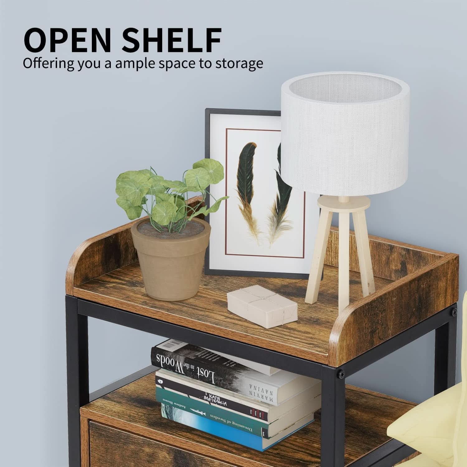 Set of 2 Industrial Style Nightstands