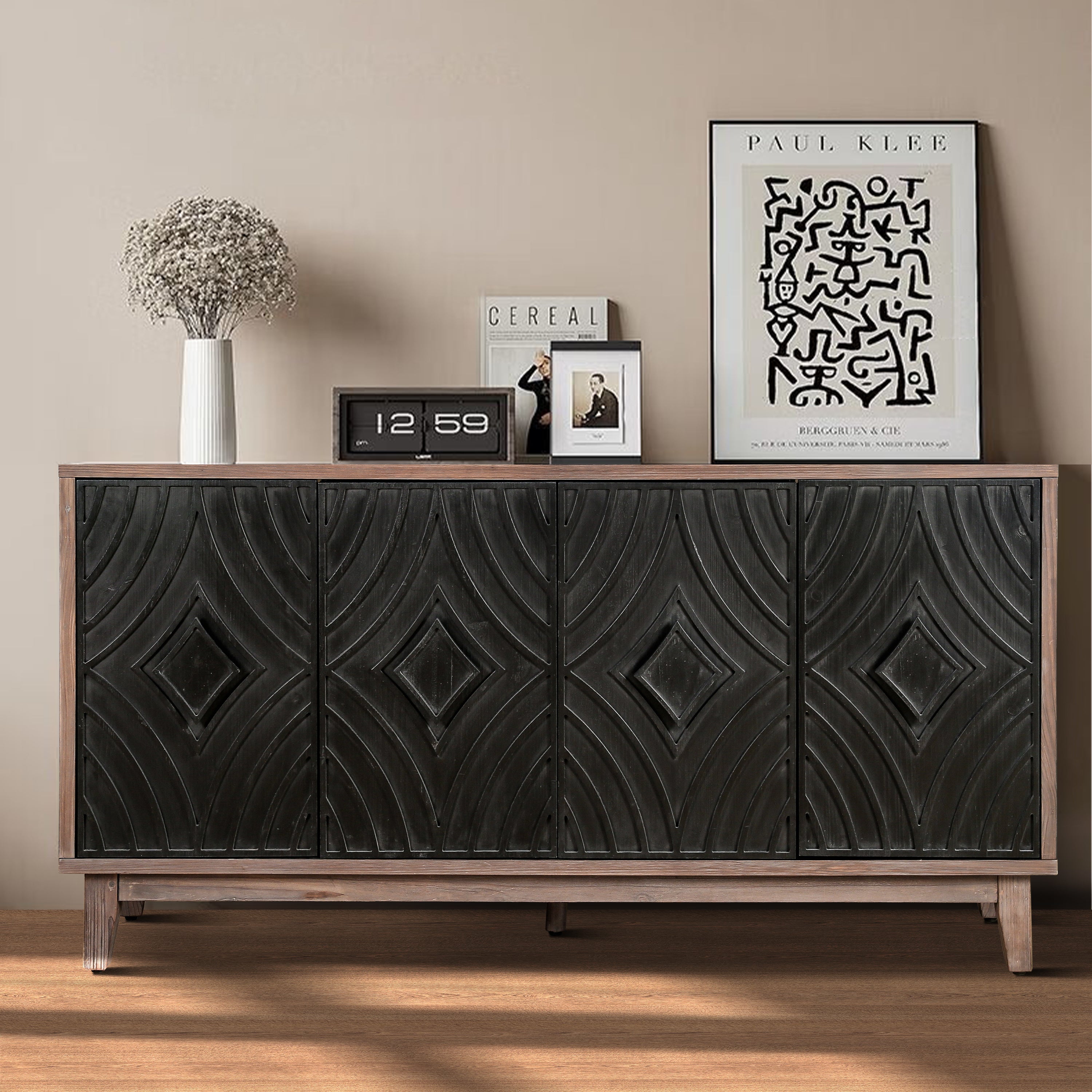 Two-Tone Mid Century Diamond Sideboard - 60"