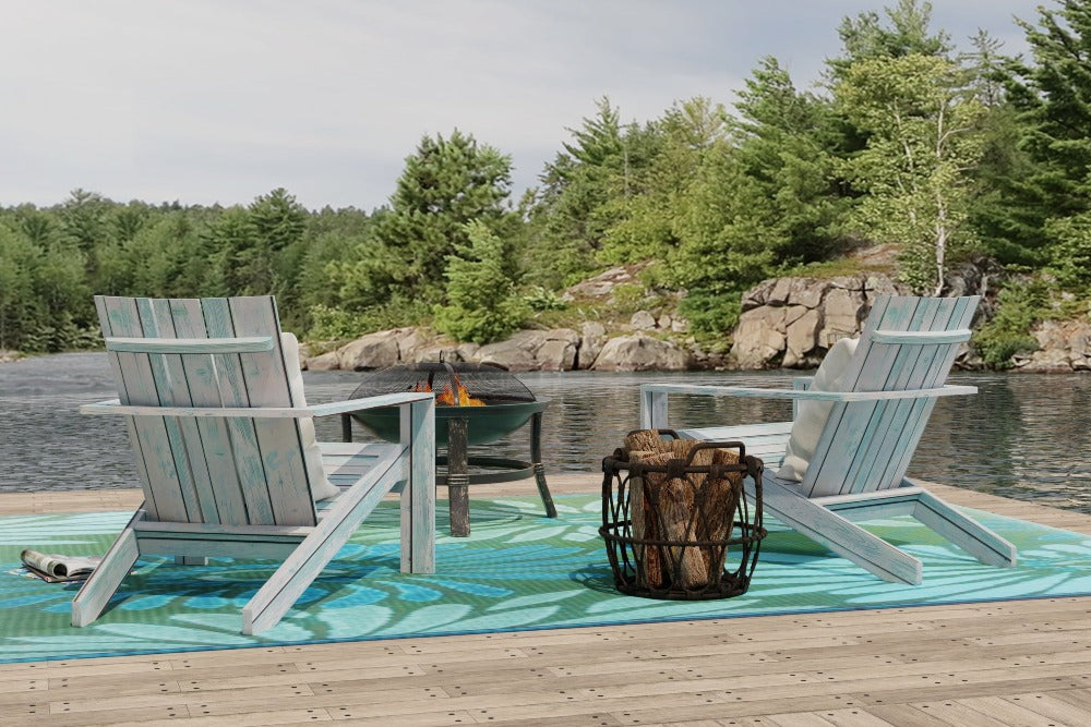 Daisy Aqua & Green Reversible Outdoor Mat