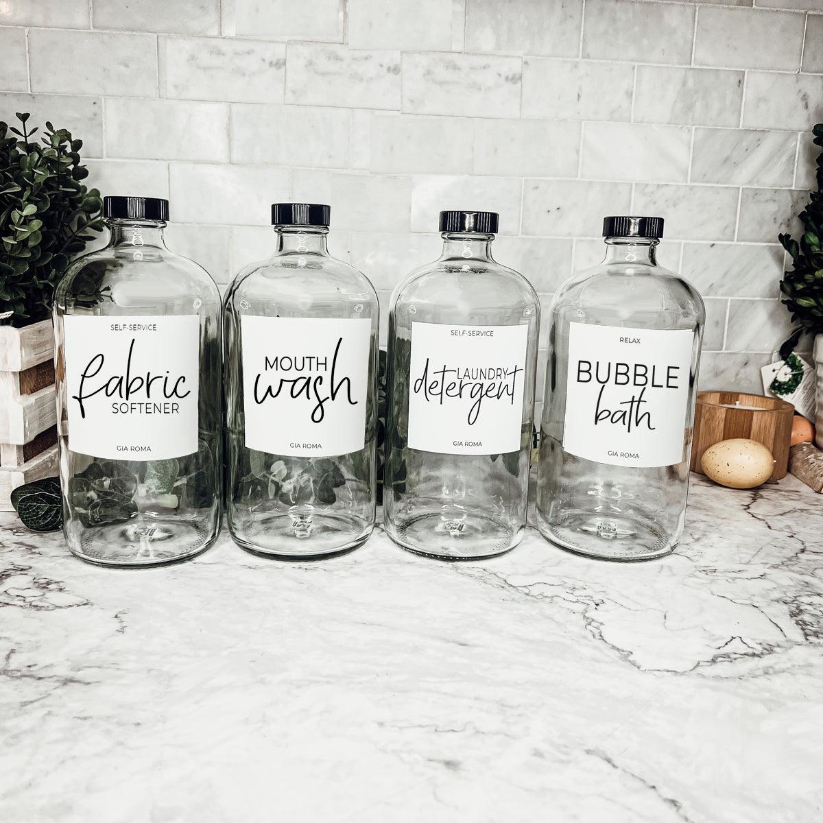 32oz Glass Bottles with Customized Labels - Clear