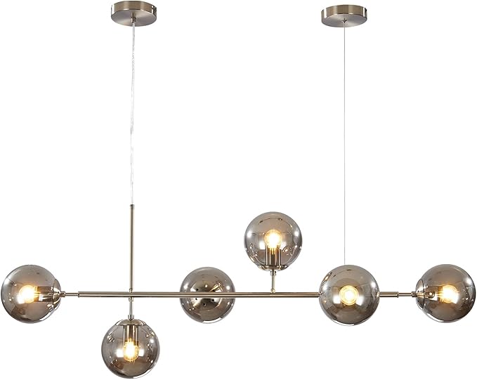 Mid-Century Glass Globe Sputnik Pendant Lamp - Silver/Smokey Grey