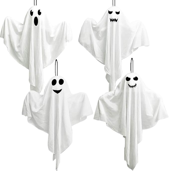 4 Pack Halloween Hanging Ghosts - 27.5 inch