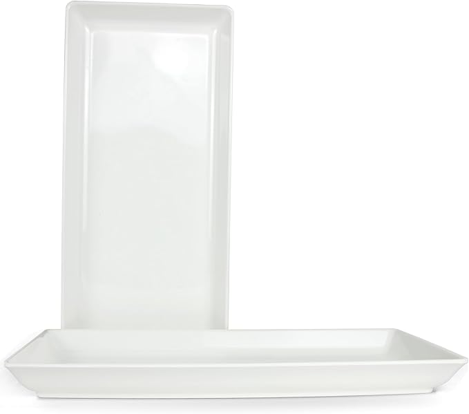 Set of 2 Large Rectangle Serving Trays - White