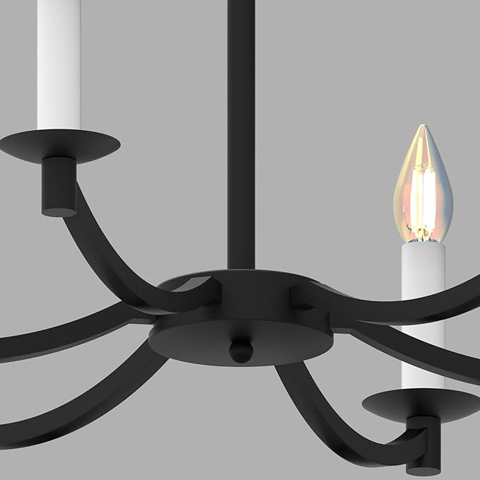 Modern Candelabra Style Round Chandelier - Black