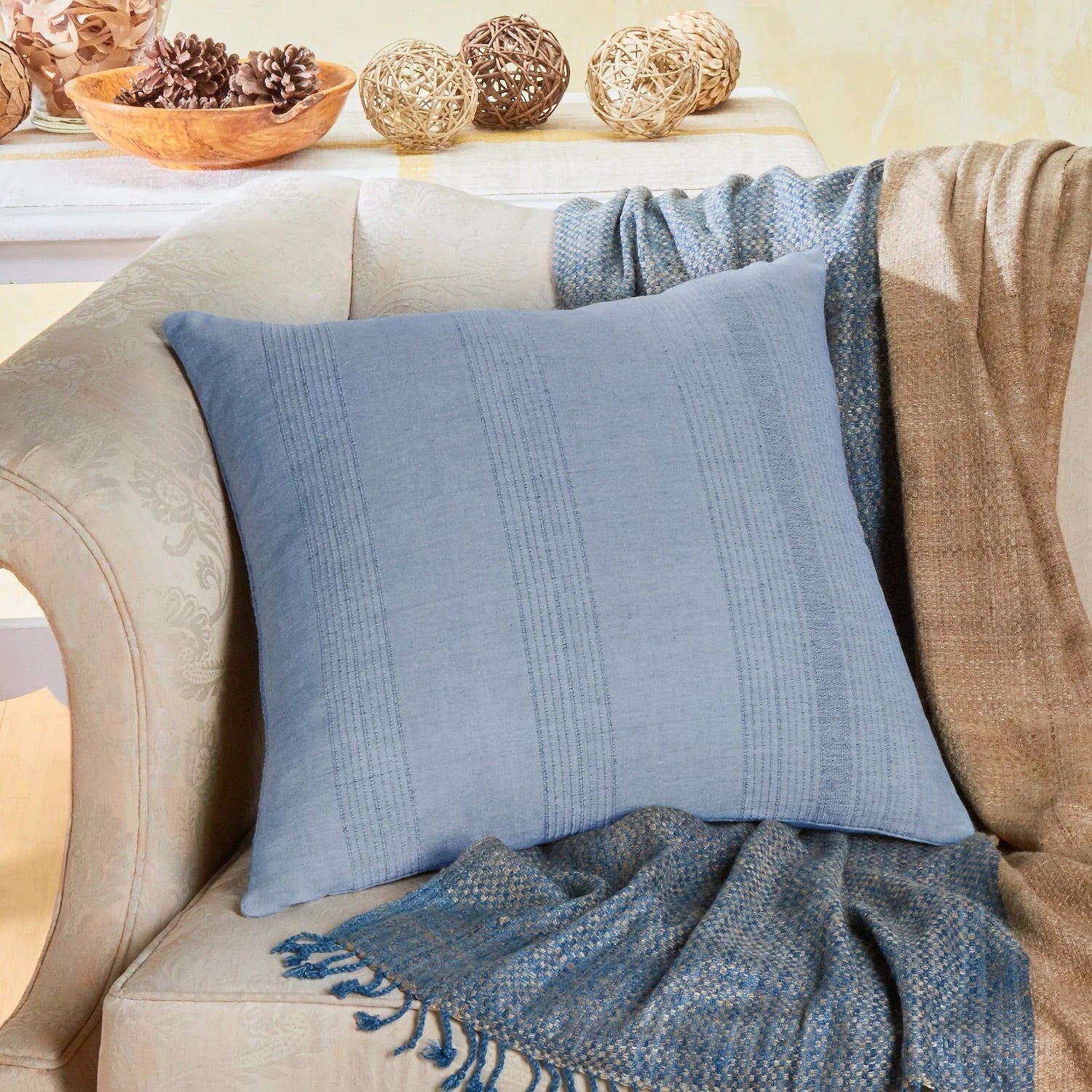 Handwoven 100% Cotton Throw Pillow with Insert