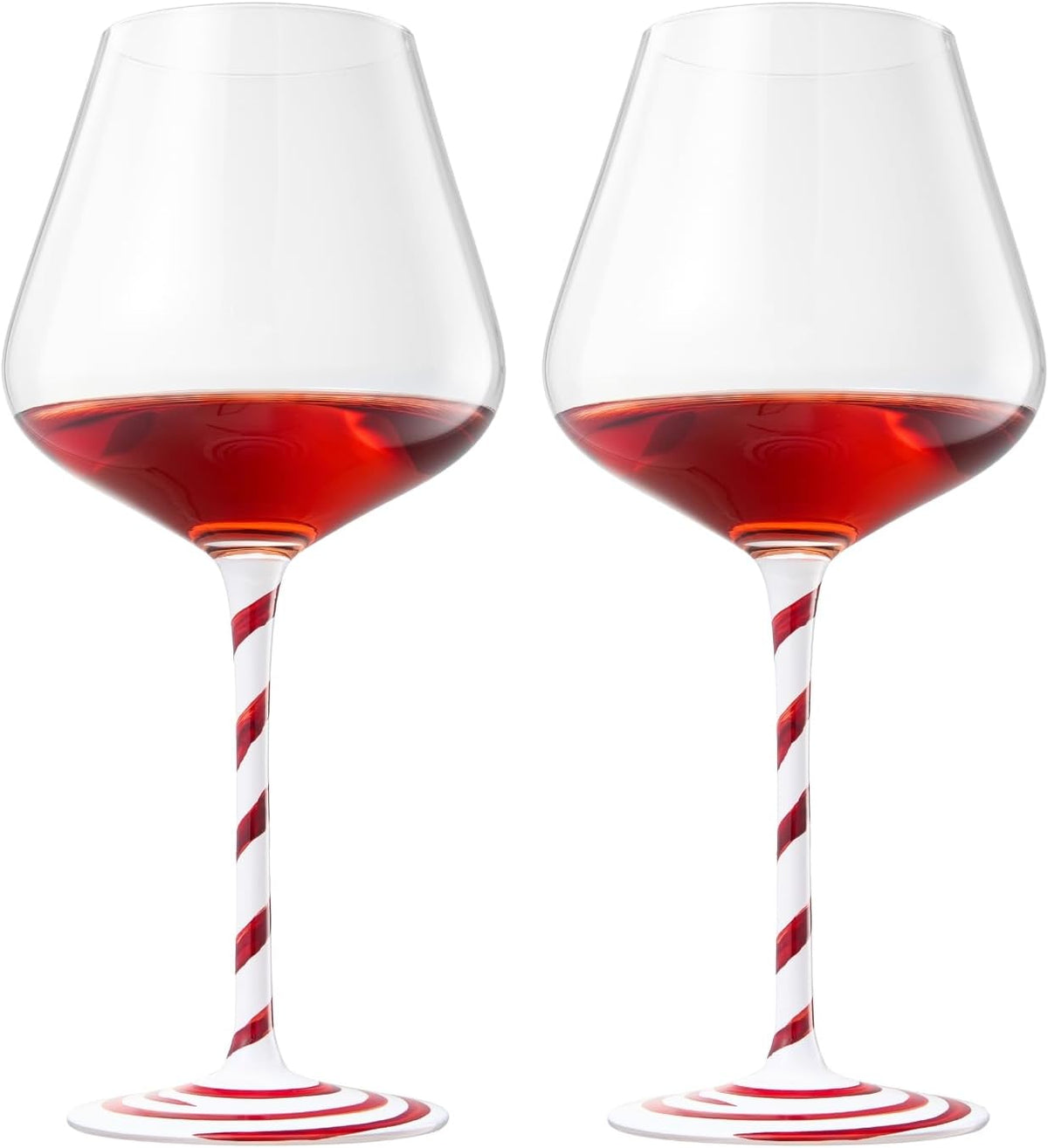 Holiday Candy Cane Wine Glasses - Set of 2