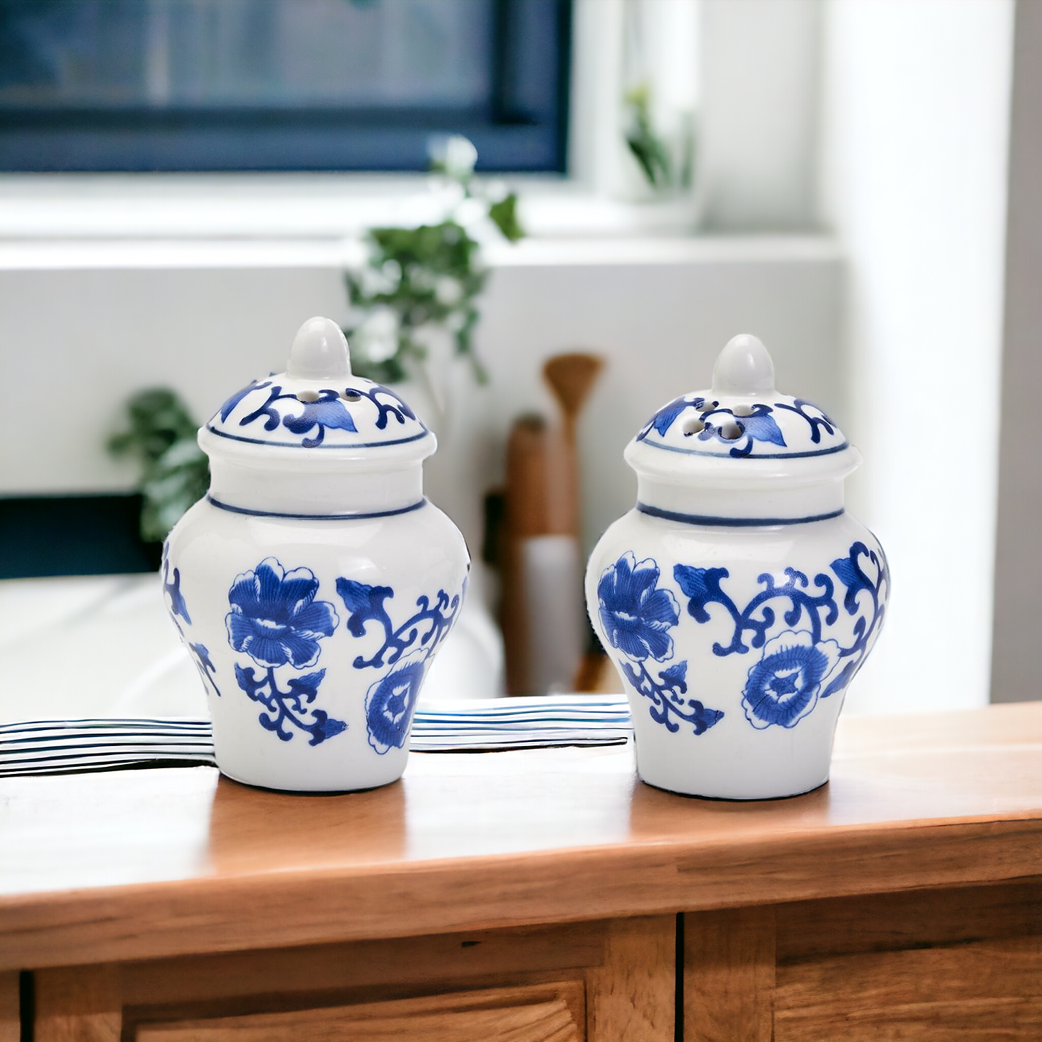 Blue and White Mini Ginger Jar Shakers