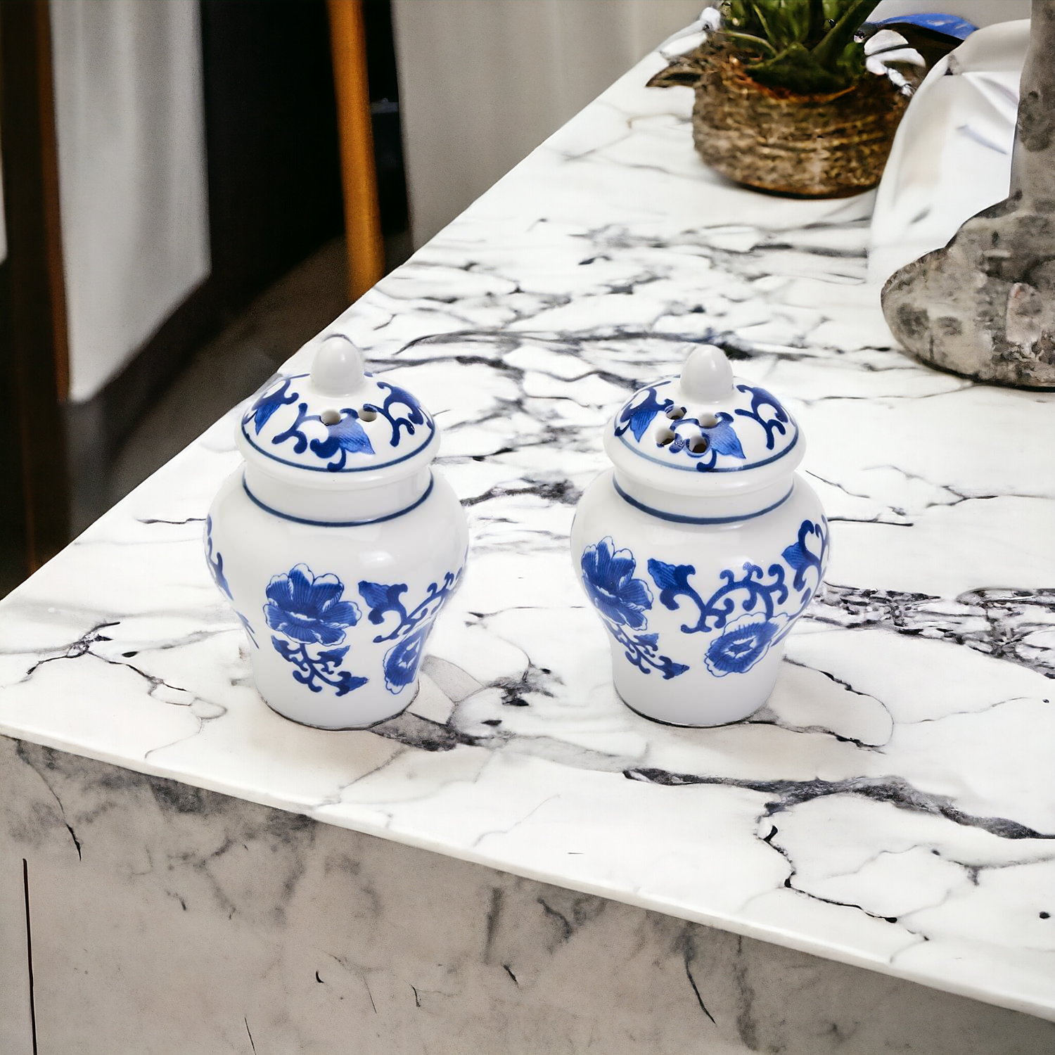 Blue and White Mini Ginger Jar Shakers