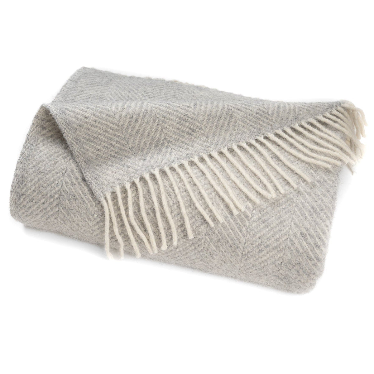 Highland Tweeds Herringbone Pure New Wool Throw - Silver
