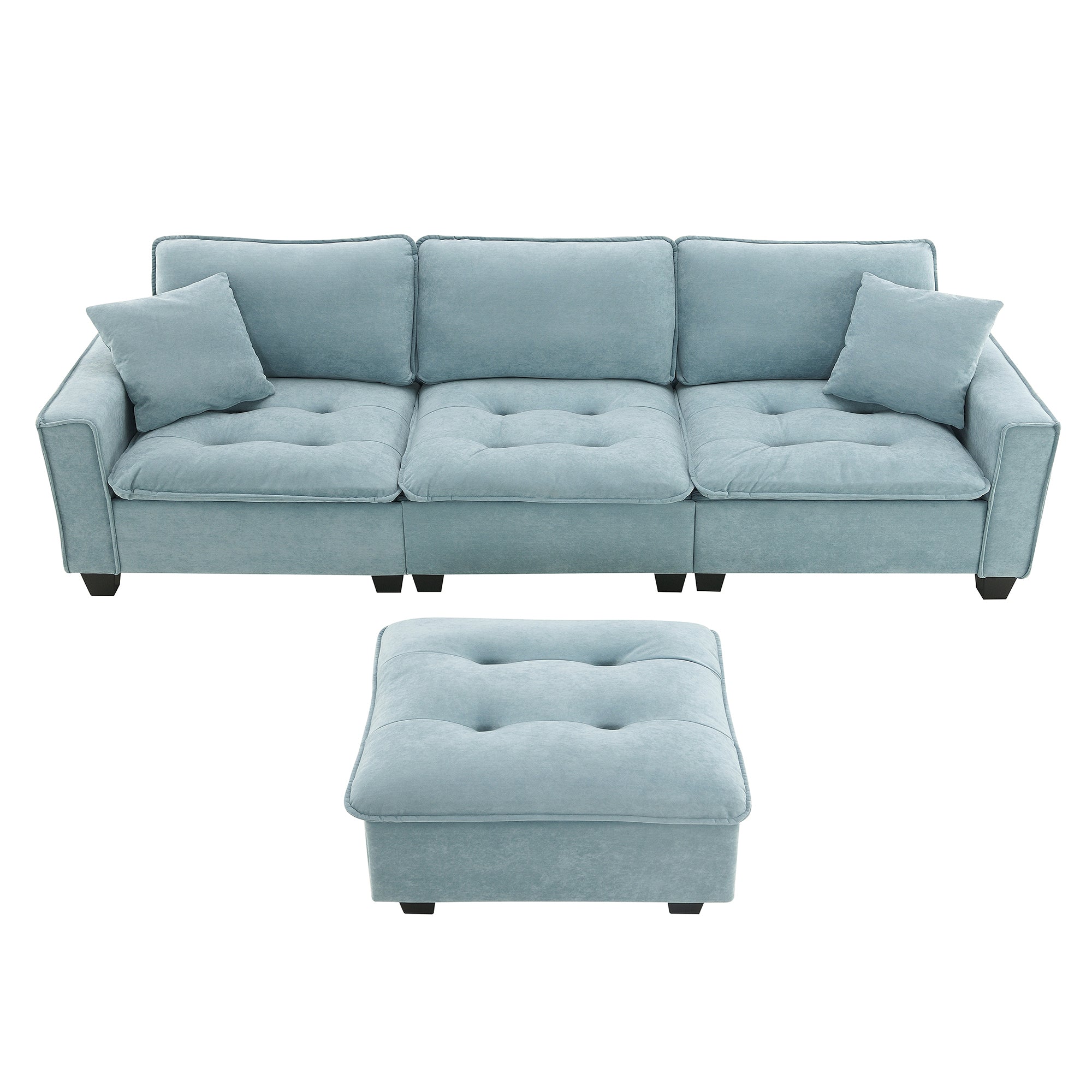 Modern Reversible Sofa Sectional in Sky Blue