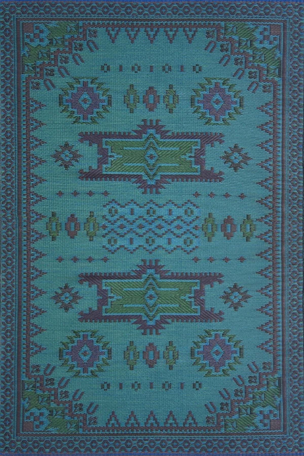 Apache Black & Aqua Reversible Outdoor Mat