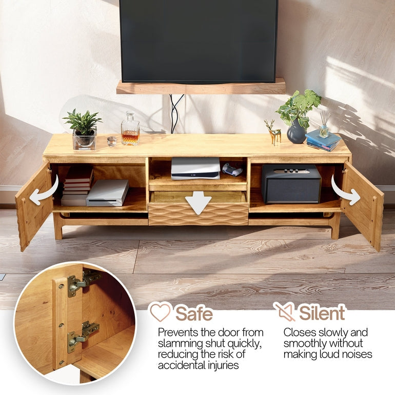 Acacia Elara Solid Wood TV Stand with Storage and Cable Management - 3 Finishes