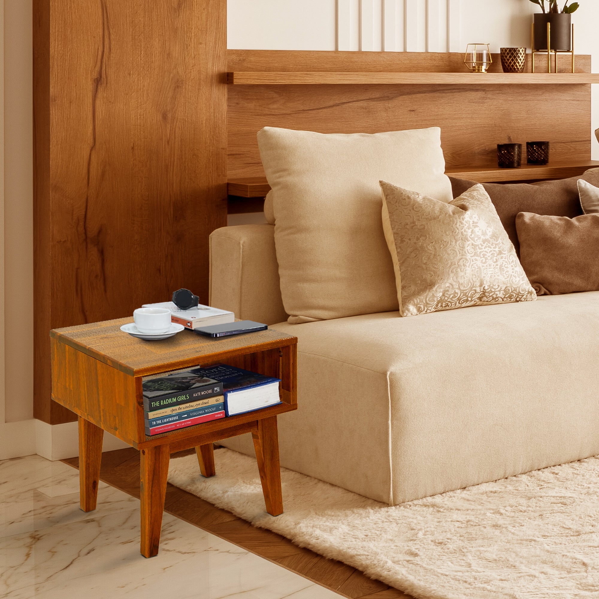 Serena Solid Acacia Wood Nightstand - 6 Colors
