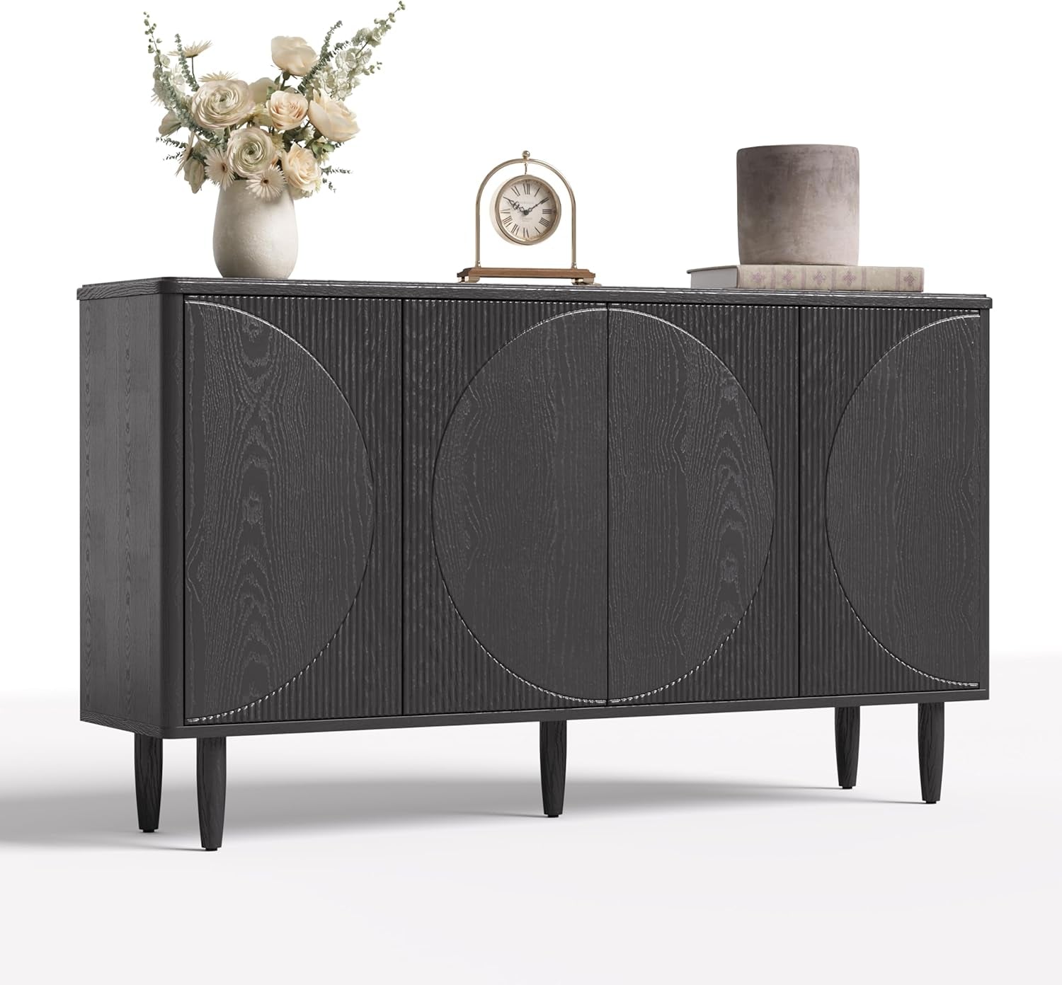 Modern 59-Inch Walnut Sideboard Buffet Table With Storage