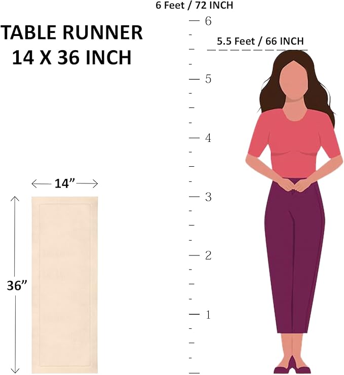 100% Pure Linen Hemstitch Table Runner in Brown Sugar - 14 x 36 Inch