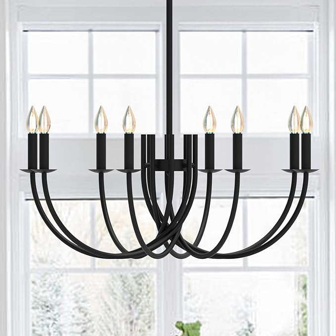 Large Black Candelabra Chandelier - 8 Lights