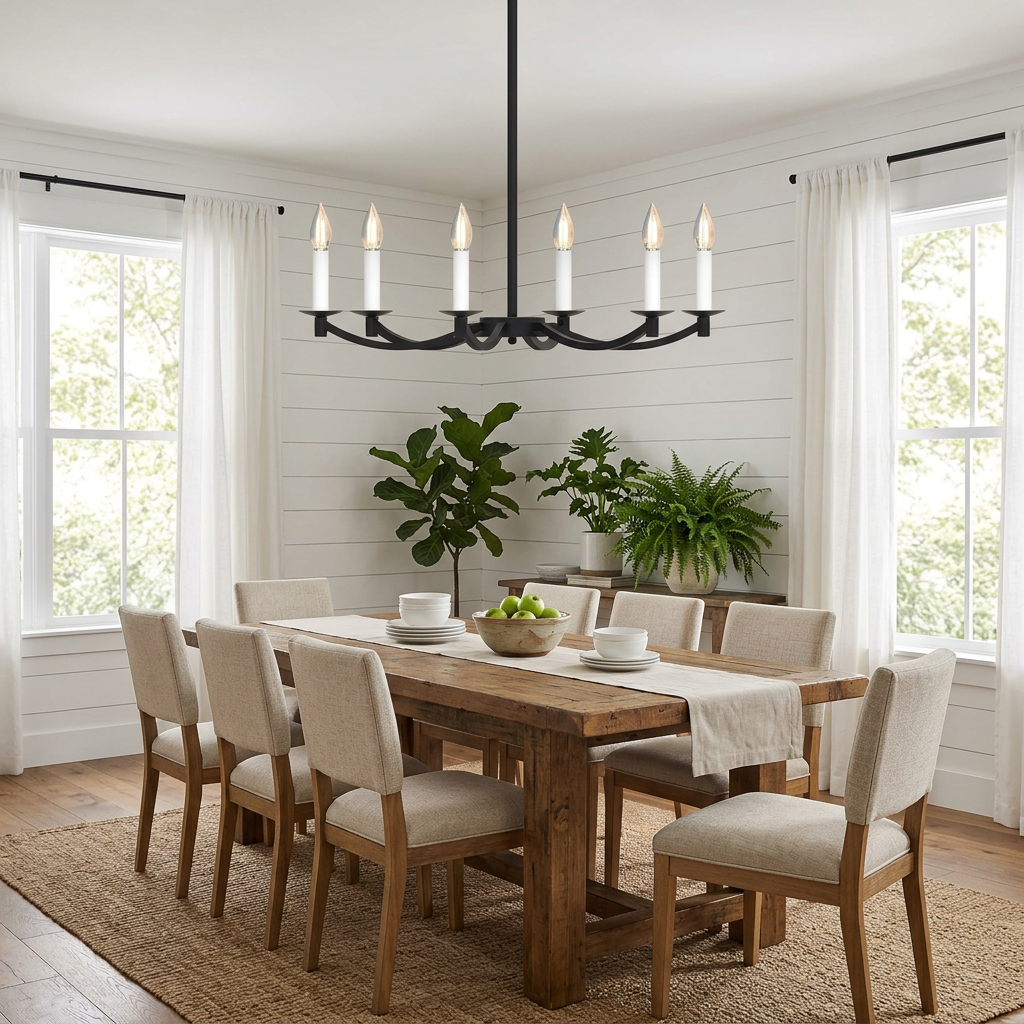 Modern Candelabra Style Round Chandelier - Black