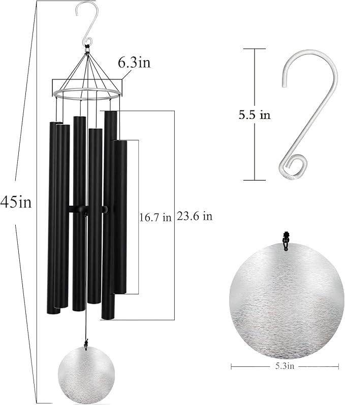 ASTARIN Deep Tone 45 Inch Wind Chime - Black