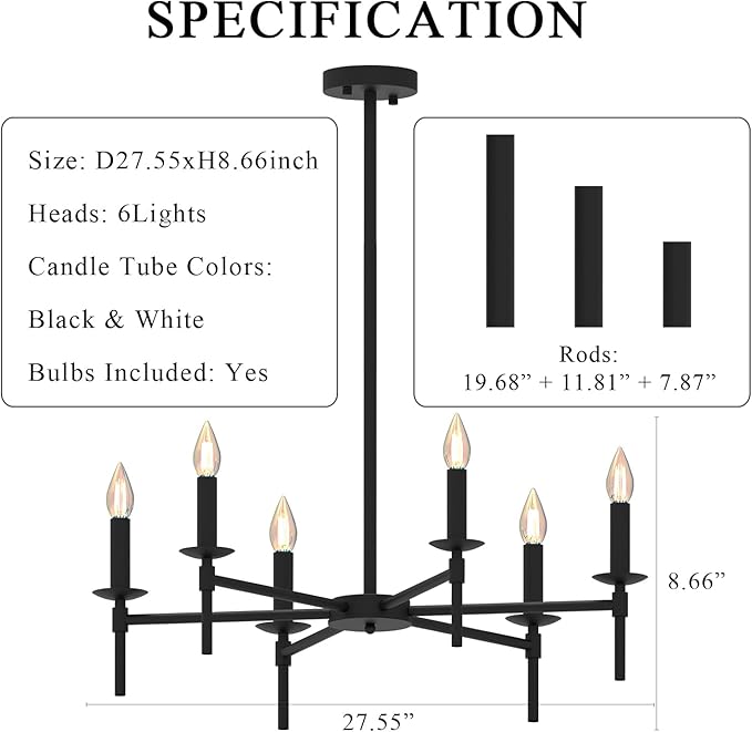 Black LED Modern Chandelier