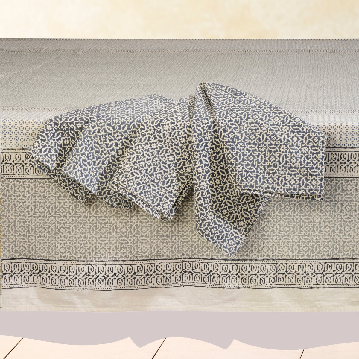 Hand Block Printed Cotton Tablecloths - Multiple Colors