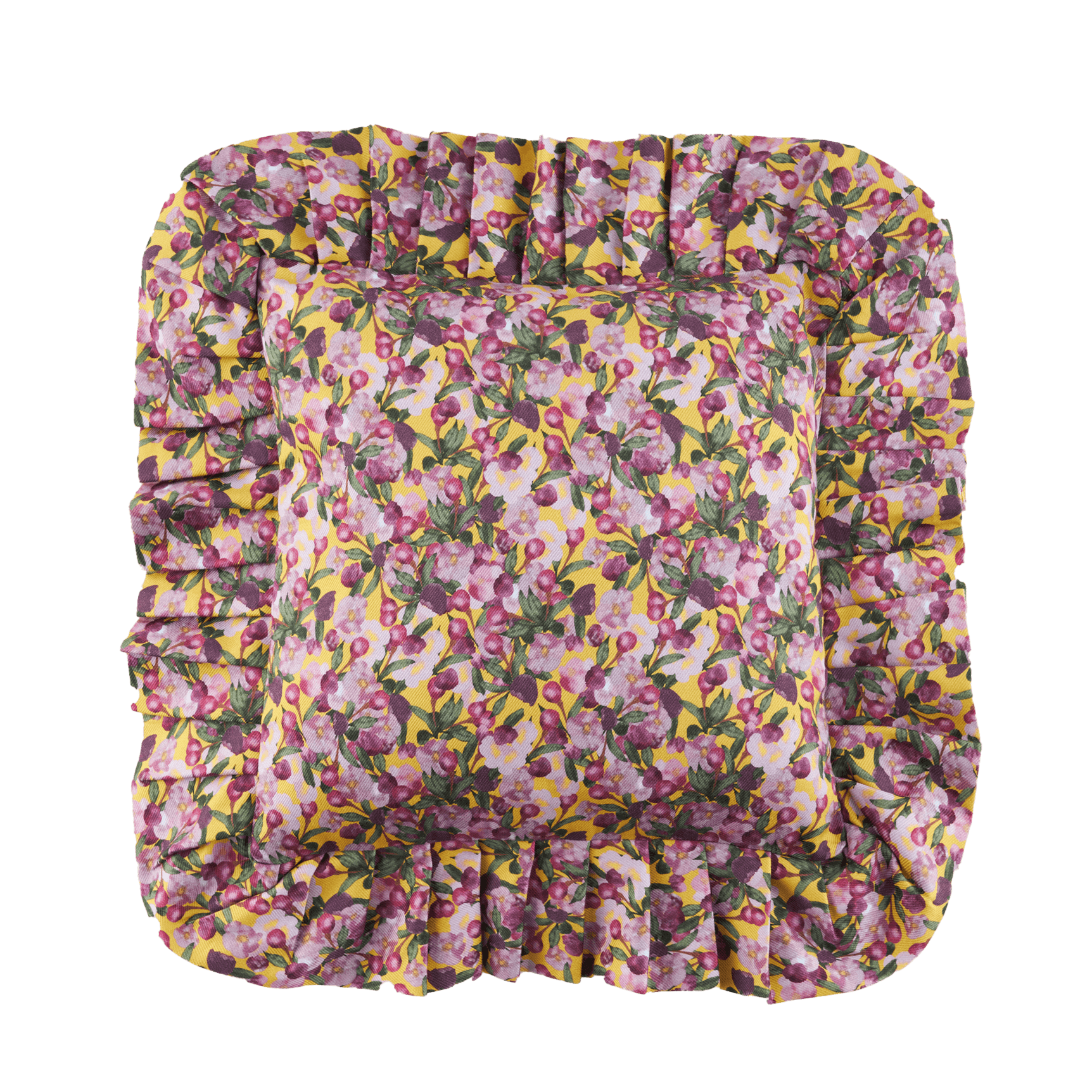 Ruffled Pillow Cover Romance is Dead Yellow