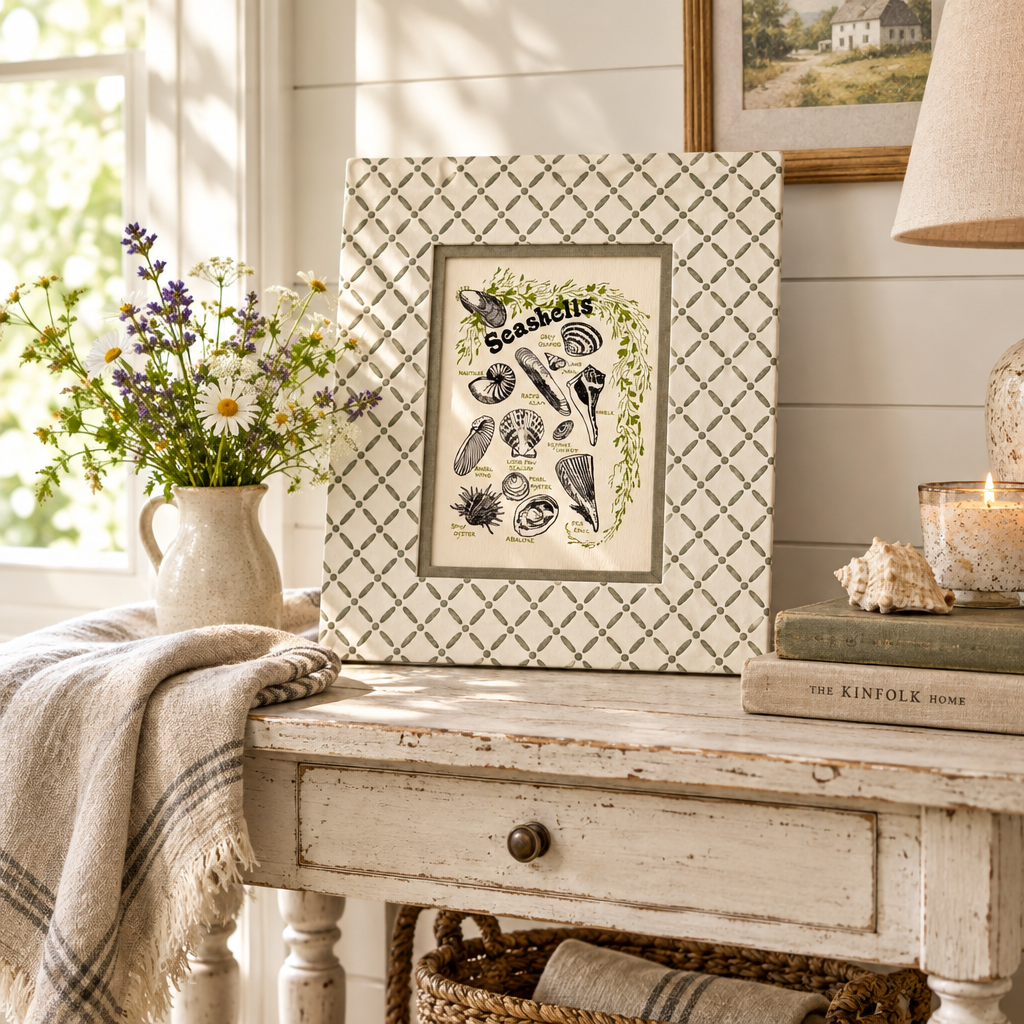 Block Printed Picture Frame – Croix Green - 5x7
