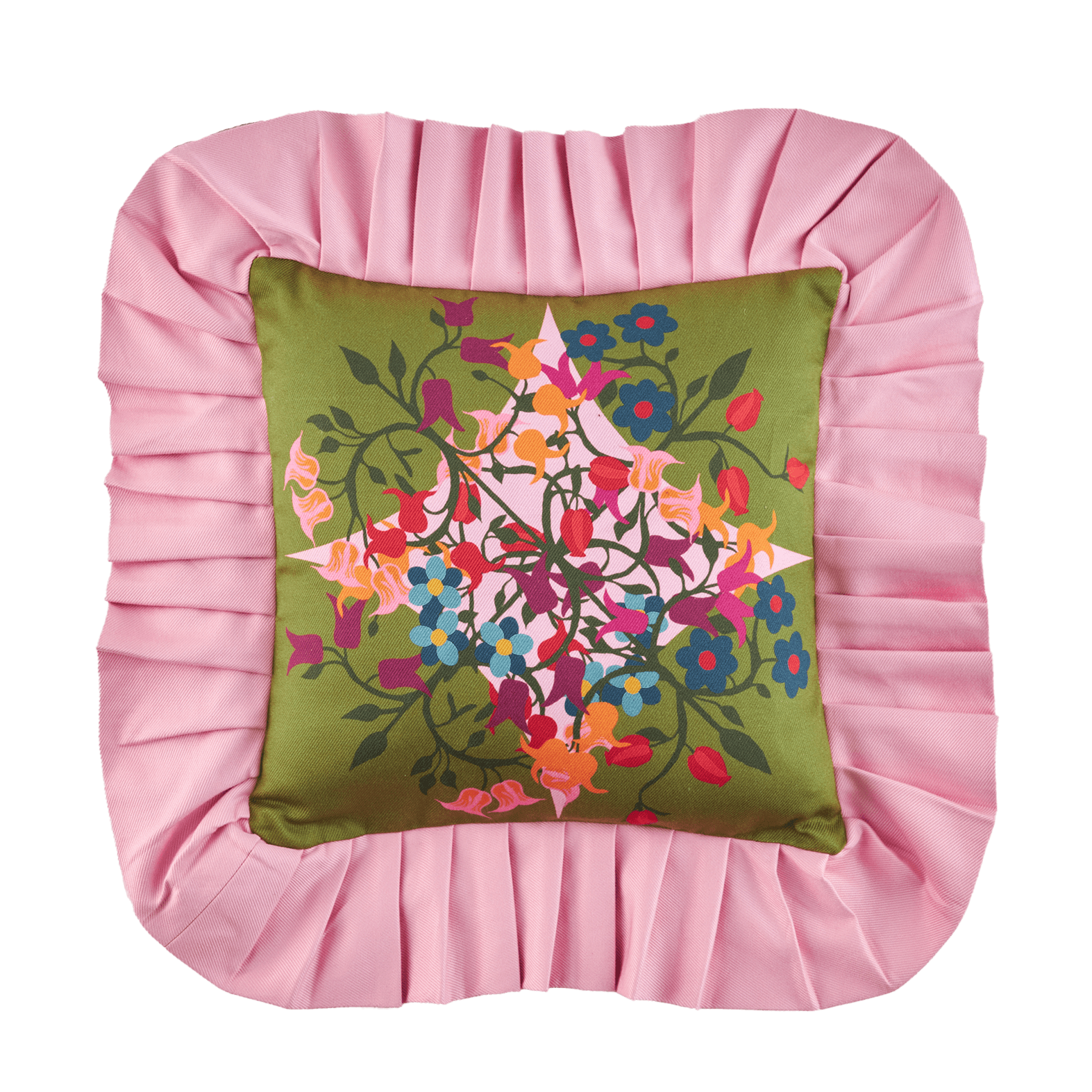 Ruffled Pillow Cover Blumen Green