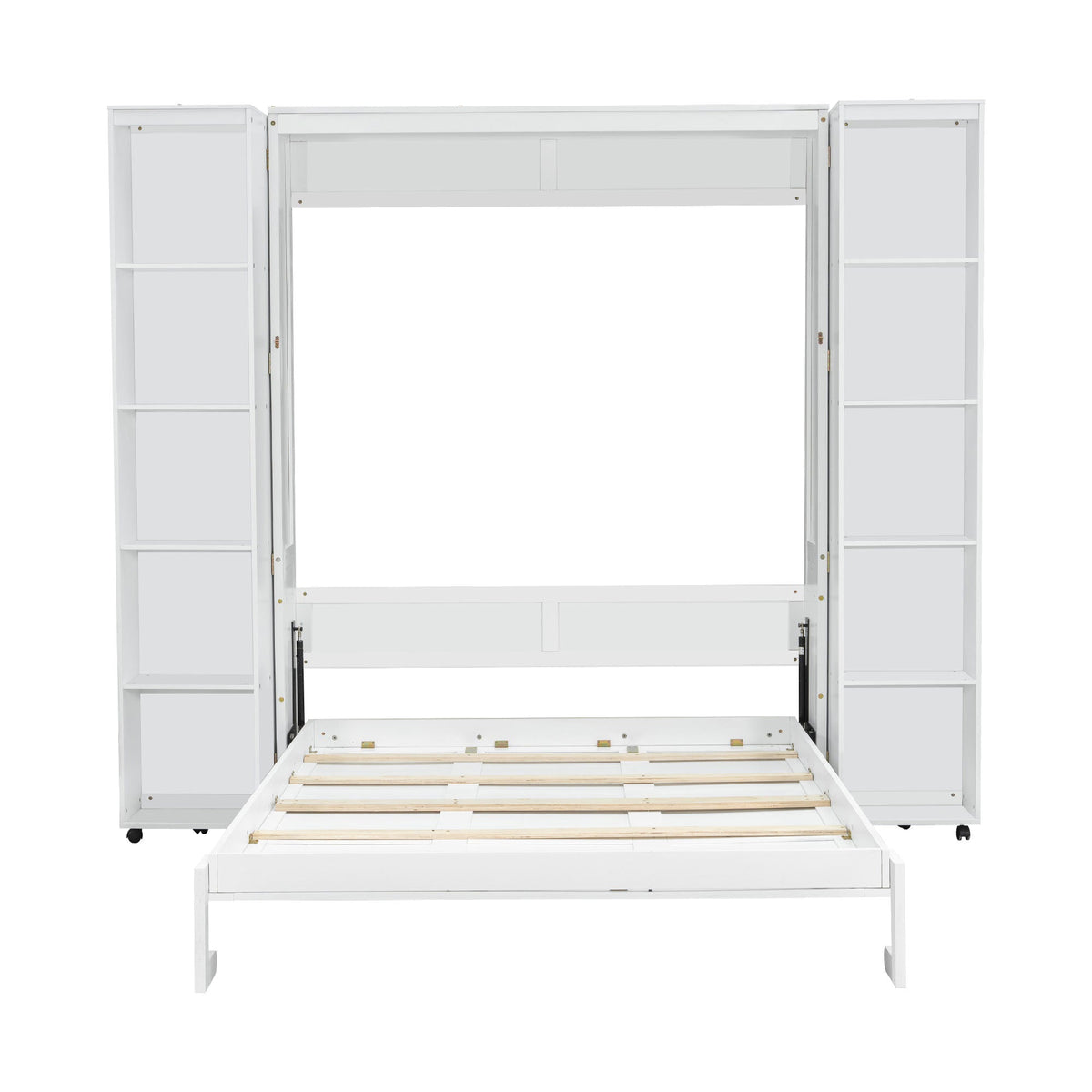 Queen Murphy Bed with Storage Doors - White