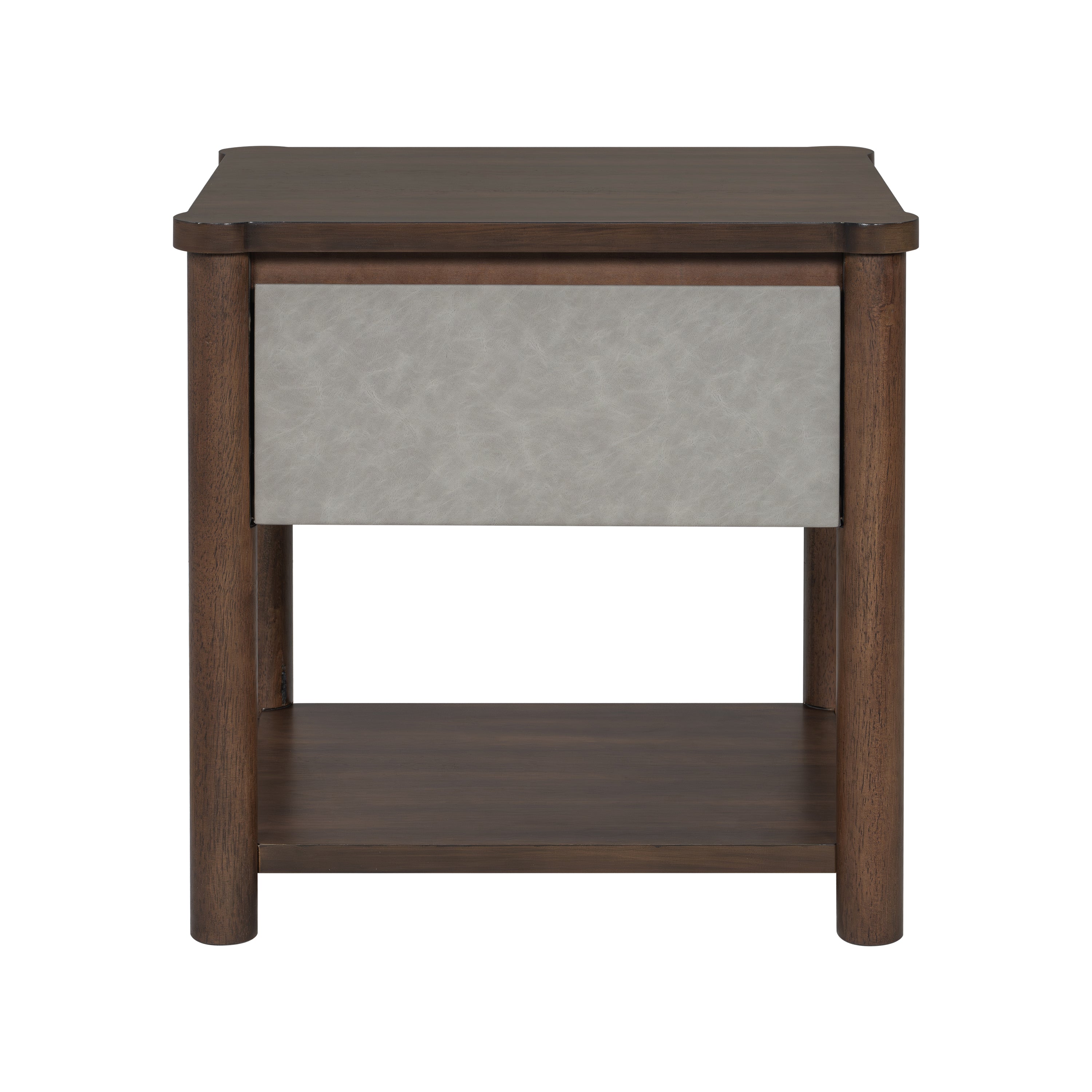 Modern Queen Bed Frame Set with 2 Nightstands - Gray/Walnut